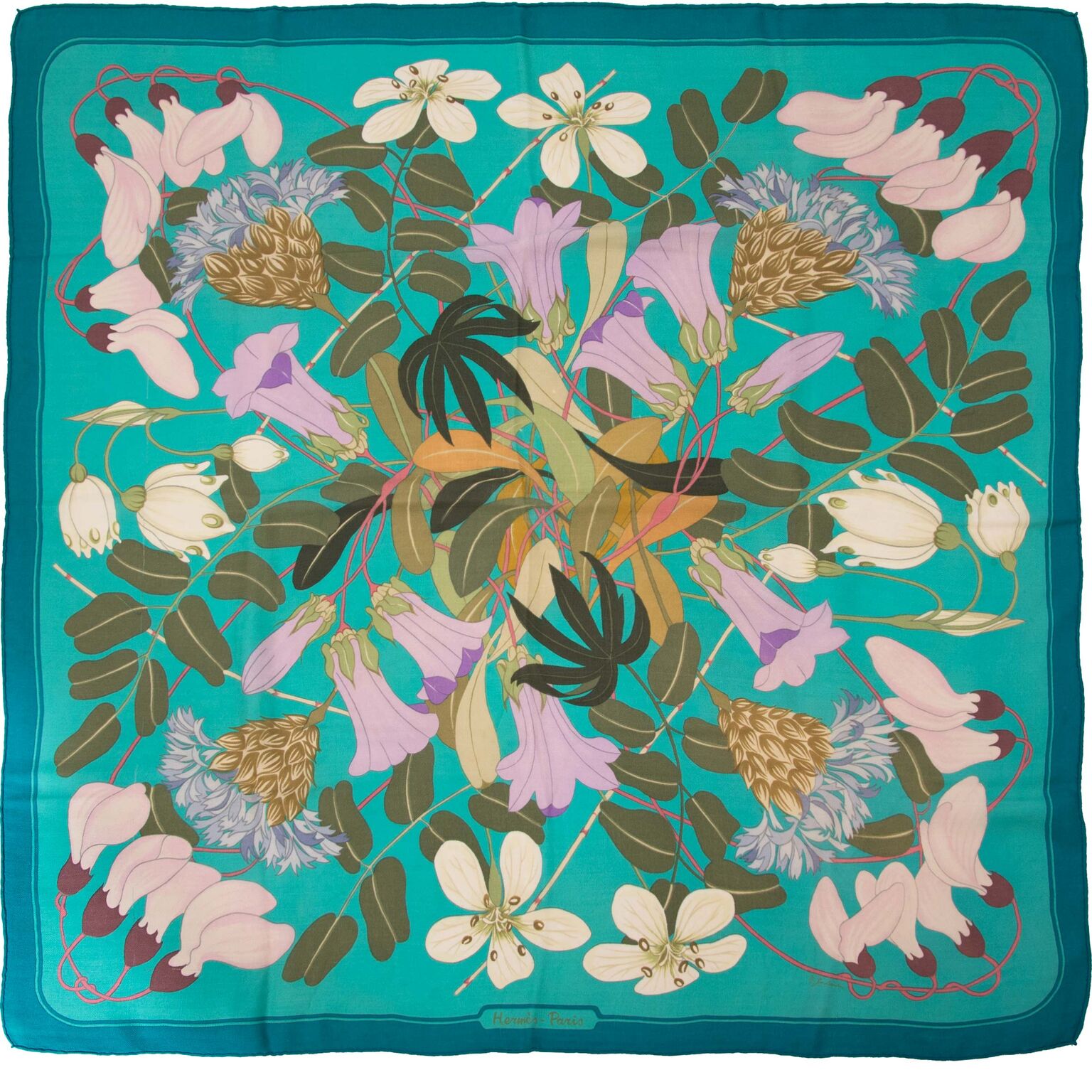 Hermès Green Flora Graeca Cashmere Scarf ○ Labellov ○ Buy and