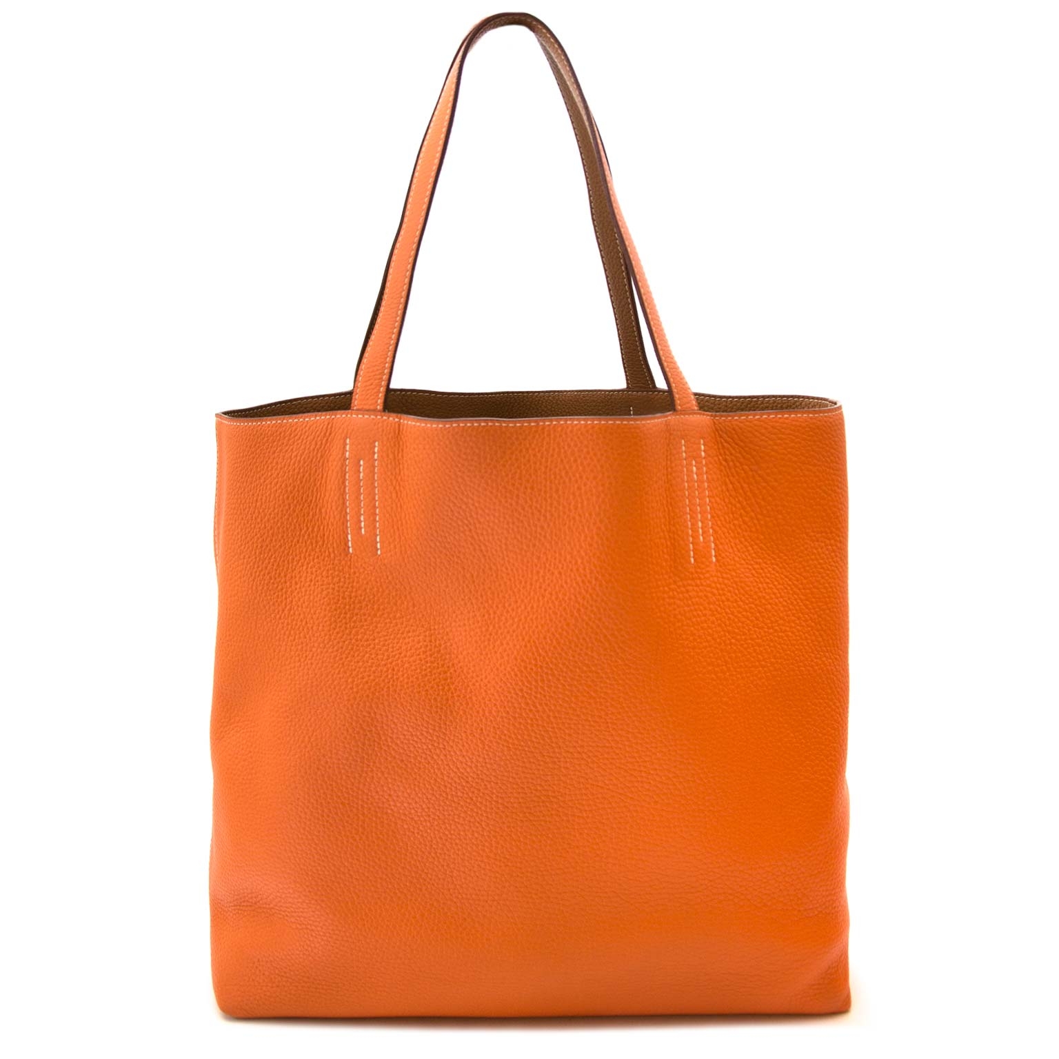 Hermès Double Sens 45 Indian Brown & Orange Clemence Leather Bag