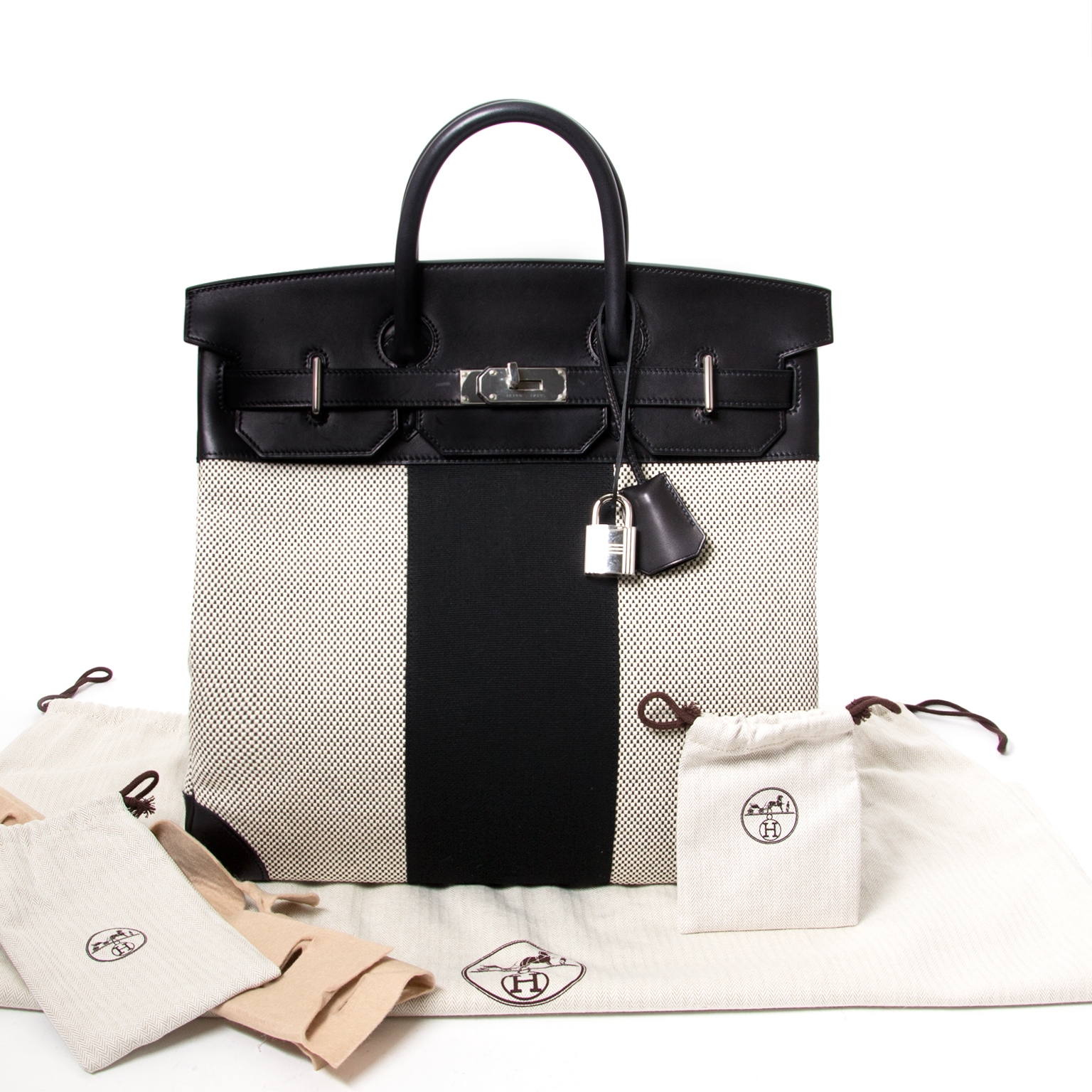 Labellov Brand New Hermes Birkin Bags Online And Very Exclusive Hermès Birkin Hac 40 Flag Toile Criss Galon Veau Evercalf Ecru Graphite Noir For
