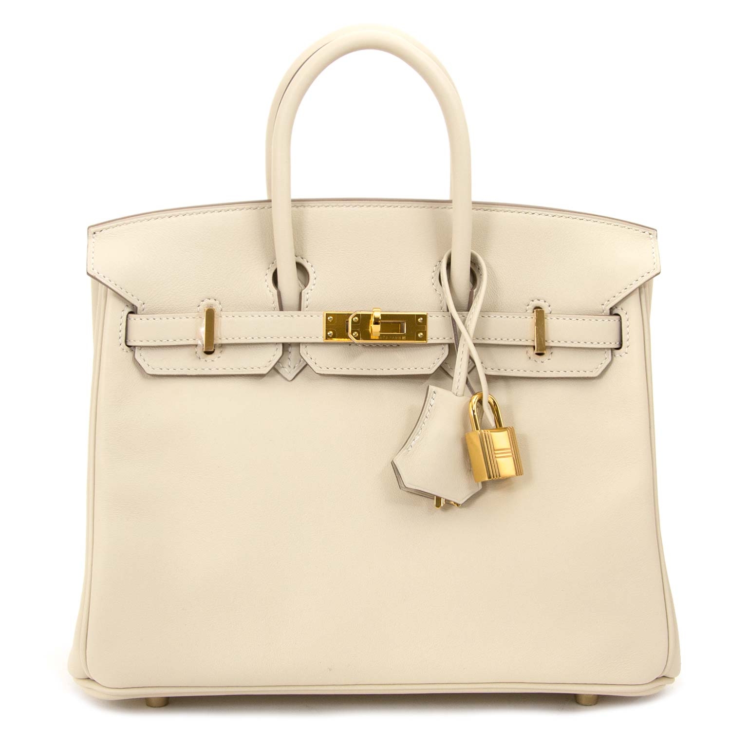 Hermes Birkin 25cm Cream/Beige Craie Swift Leather Gold Hardware Handbag (LCOXZ) 144020005238 DO/DE