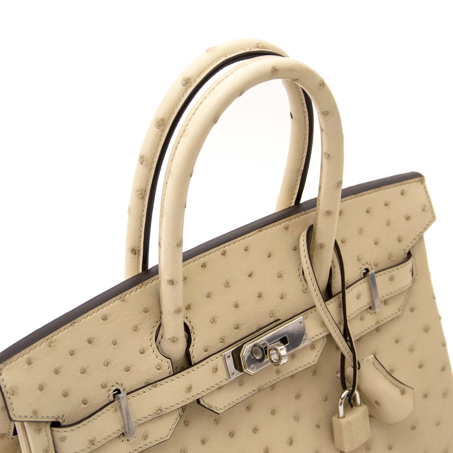 Hermès Parchemin Ostrich Gold Hardware Birkin 30 Bag