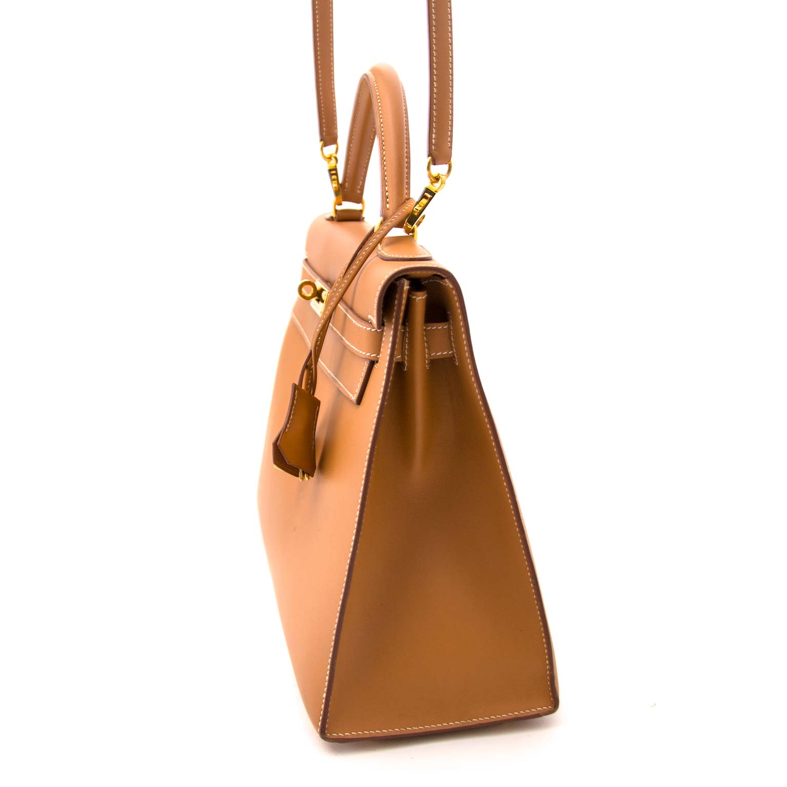 Hermès Kelly 32 Natural Sable Chamonix GHW ○ Labellov ○ Buy and