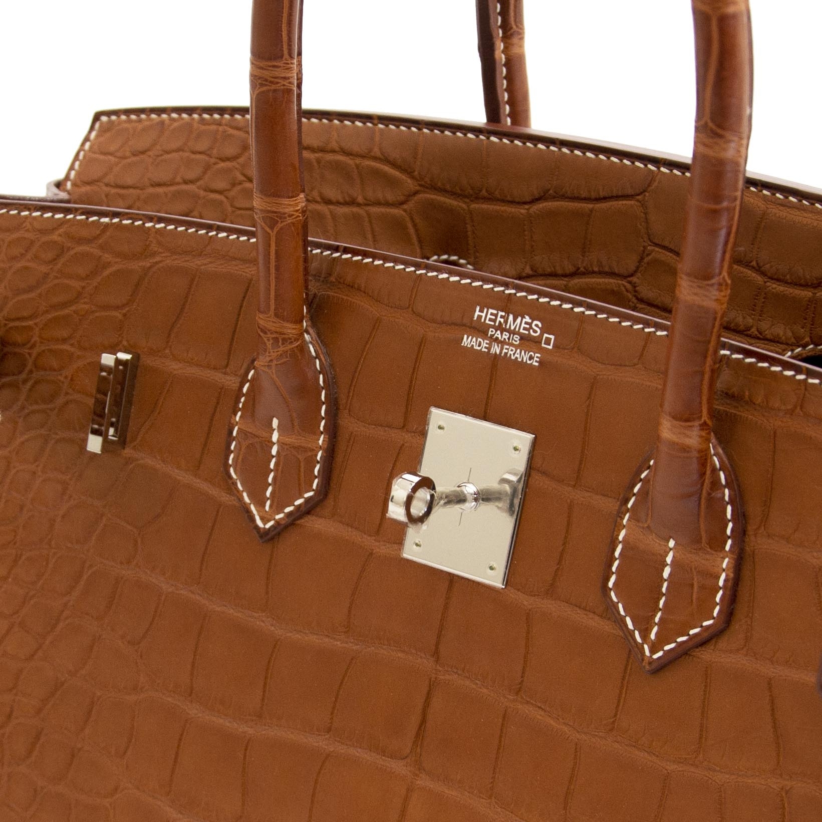 Hermès 35cm Barenia Fauve Matte Alligator PHW Birkin Bag at 1stDibs