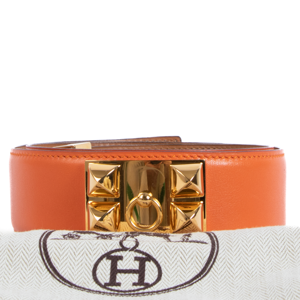 Hermes Orange Box Collier De Chien 40 Belt size 75 Labellov Buy and Sell Authentic Luxury