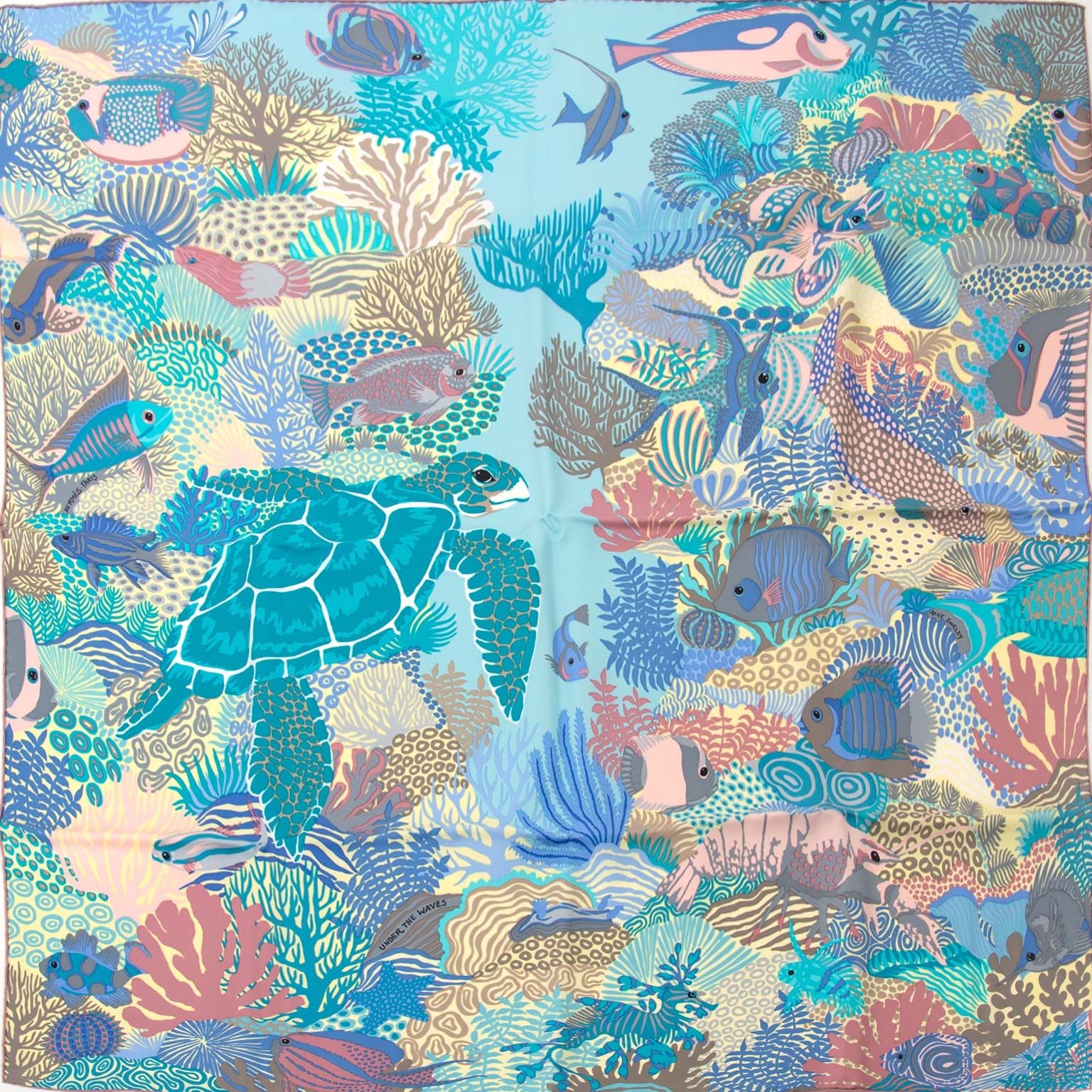 【希少】HERMES ツイリー UNDER THE WAVES Hermes Silk Twill Scarf “Under the Waves” by Alice Shirley