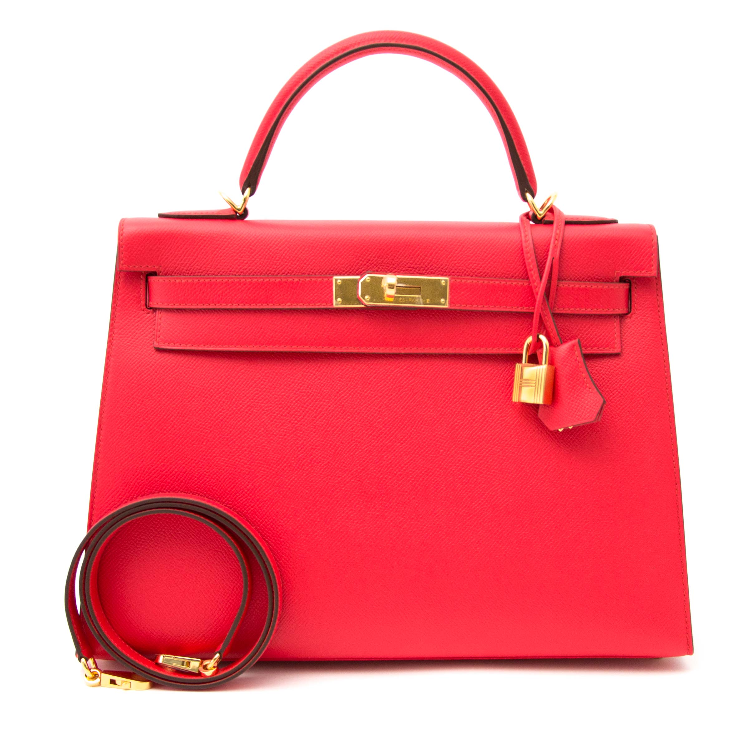 Hermès Kelly 32 Epsom Rouge Tomate GHW ○ Labellov ○ Buy and Sell Authentic  Luxury