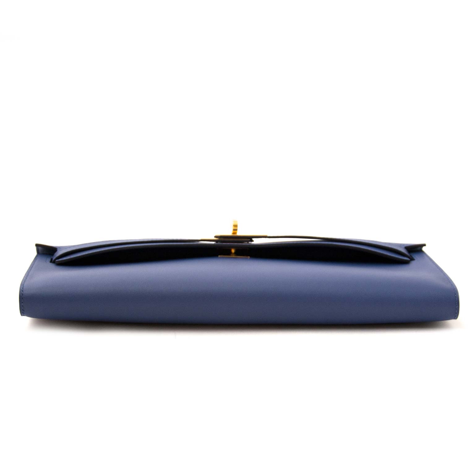 Hermès Kelly Cut Pochette Veau Swift Bleu Brighton GHW ○ Labellov ○ Buy and  Sell Authentic Luxury
