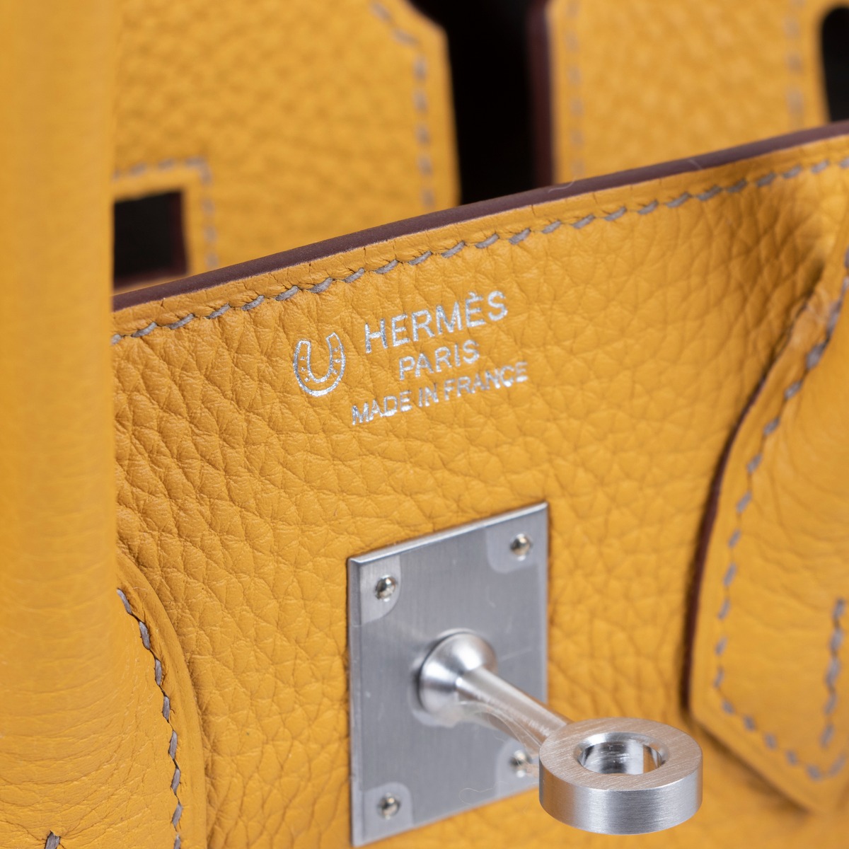 Hermes Birkin HSS 25 Bag Jaune Ambre / Gris Asphalte Gold Hardware •  MIGHTYCHIC • 