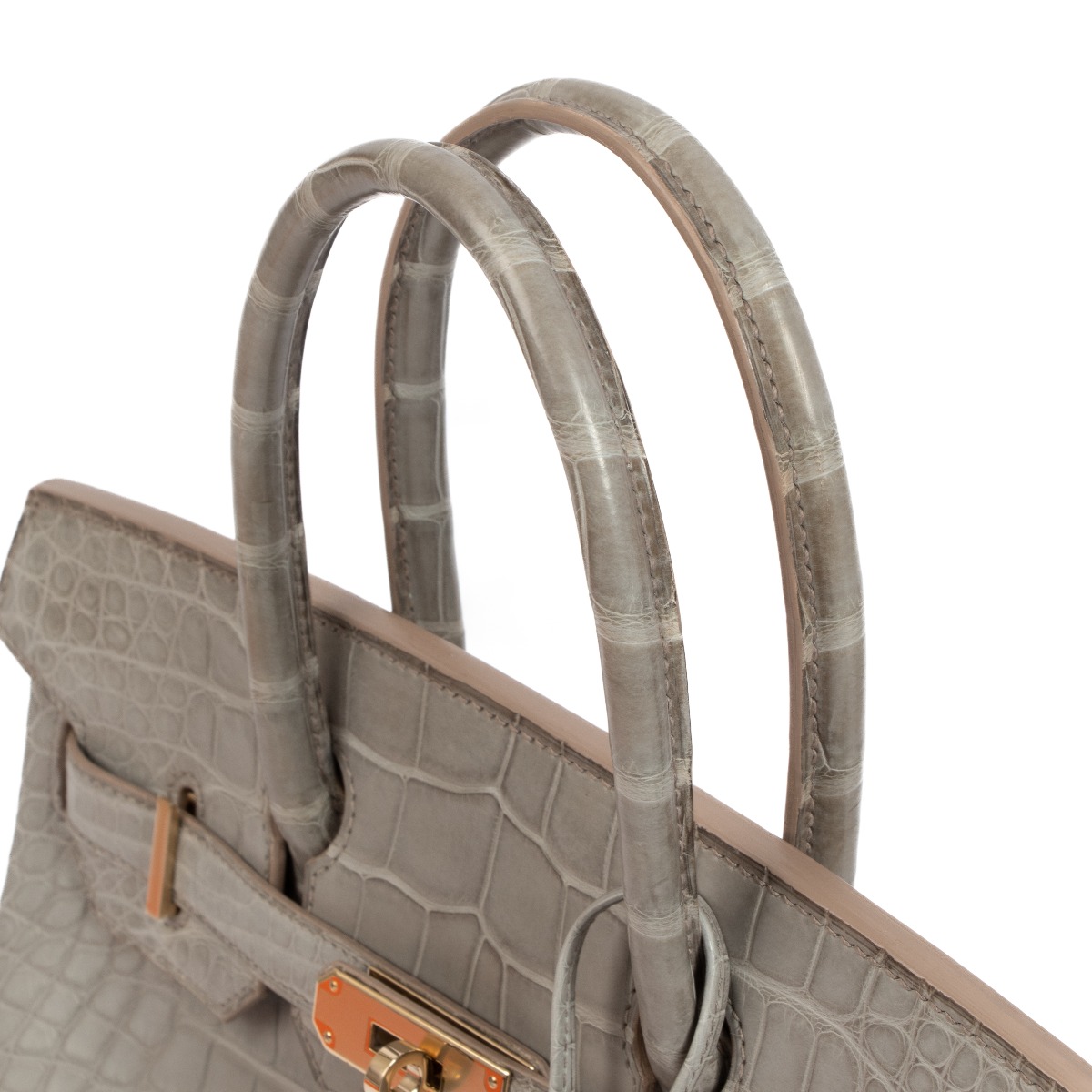 Hermes Birkin HSS 30 Gris Elephant Ficelle Crocodile Bag Gold Hardware