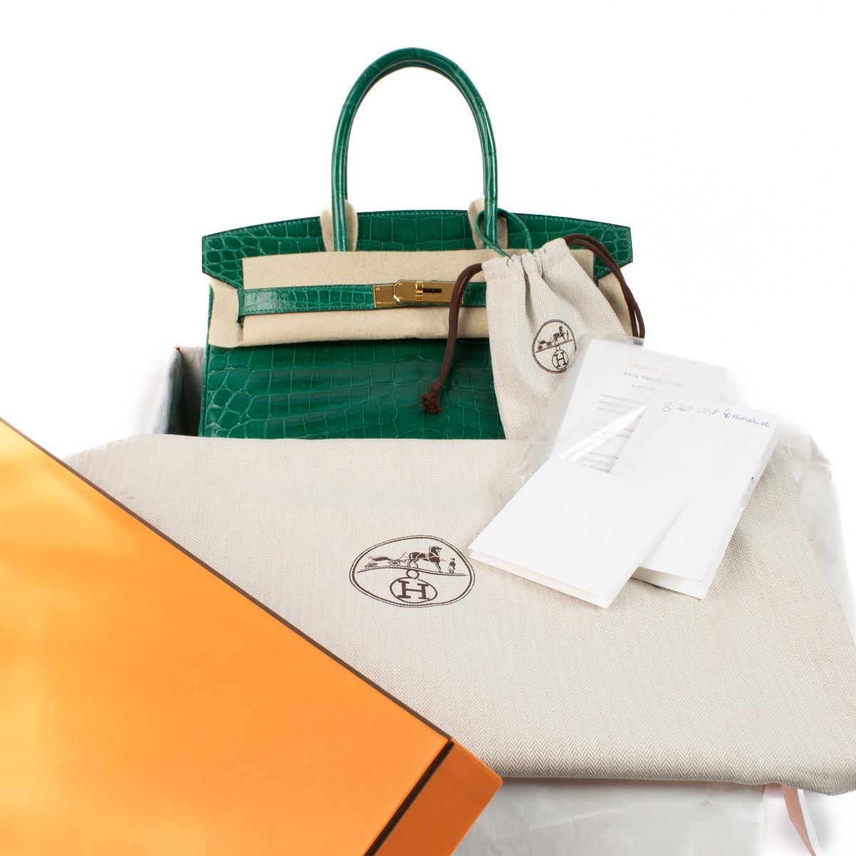 Hermès Birkin 30 Vert Emeraude Shiny Niloticus Crocodile GHW