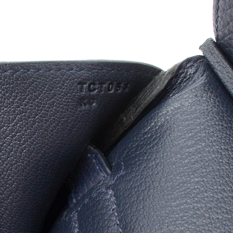 Birkin 35 leather handbag Hermès Blue in Leather - 12736882