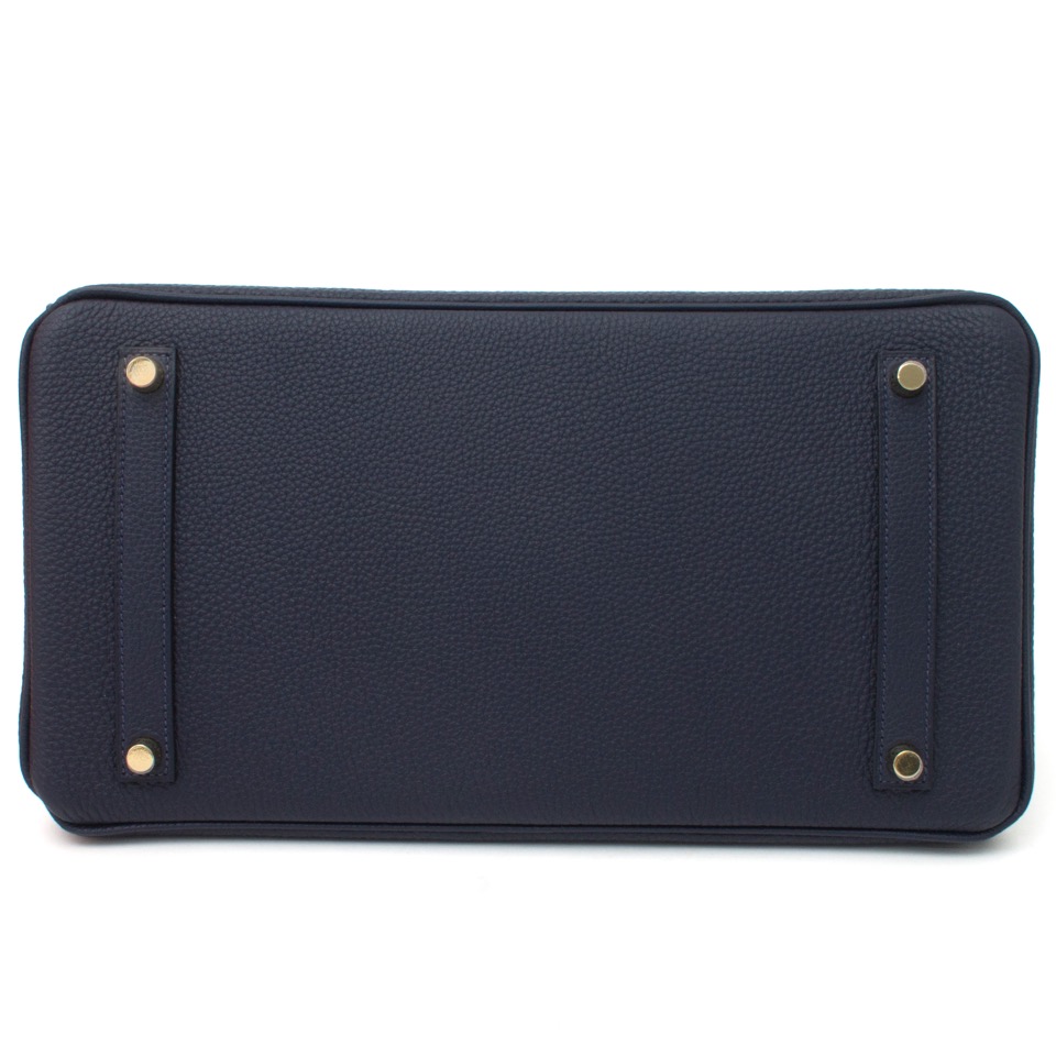 Birkin 35 leather handbag Hermès Blue in Leather - 31096871