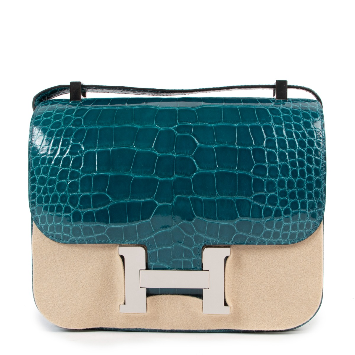 Herm s Constance 24 Vert Bosphore Shiny Alligator Lisse PHW