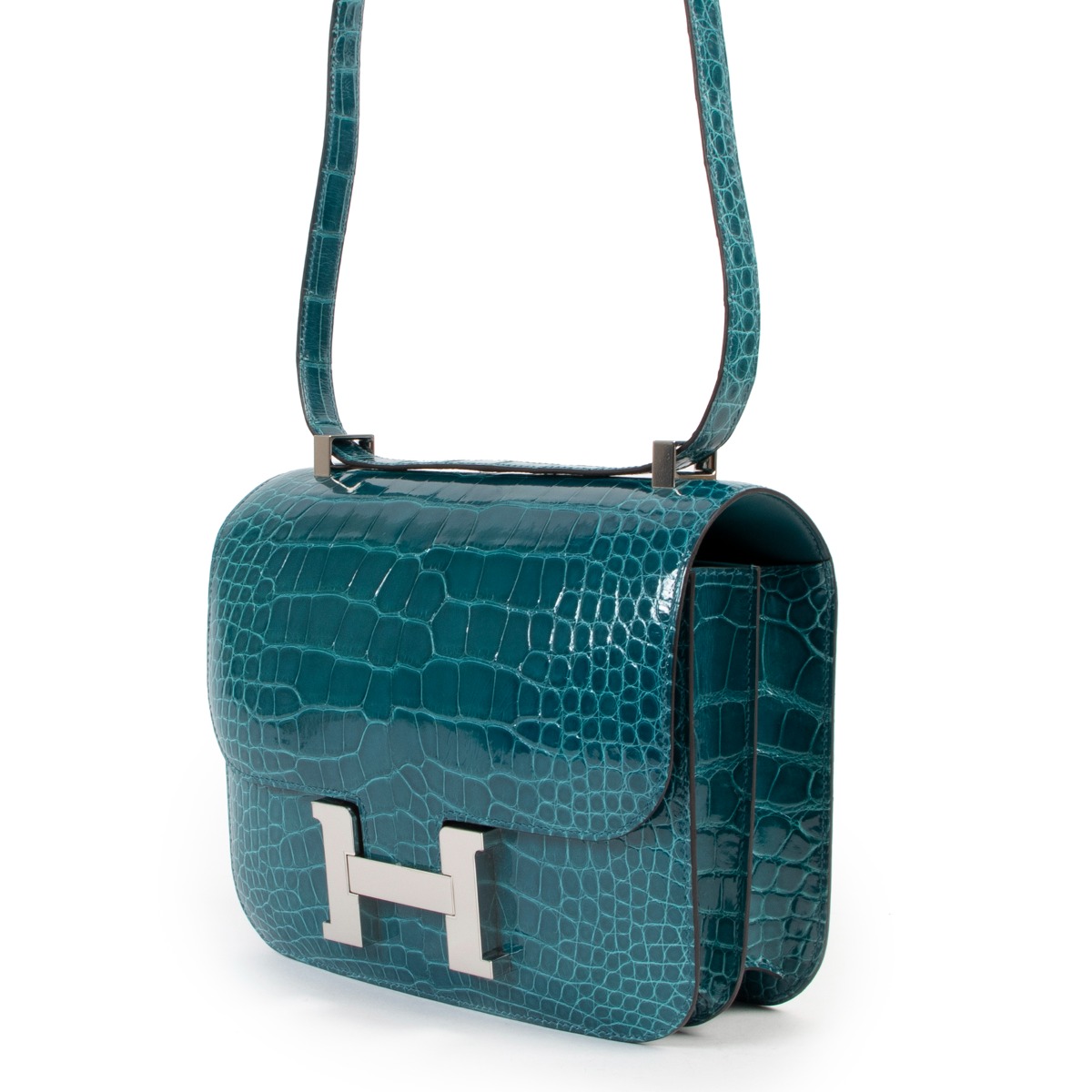 Hermes 24 Constance III Dark Blue Missi Lisse Alligator Flap Bag