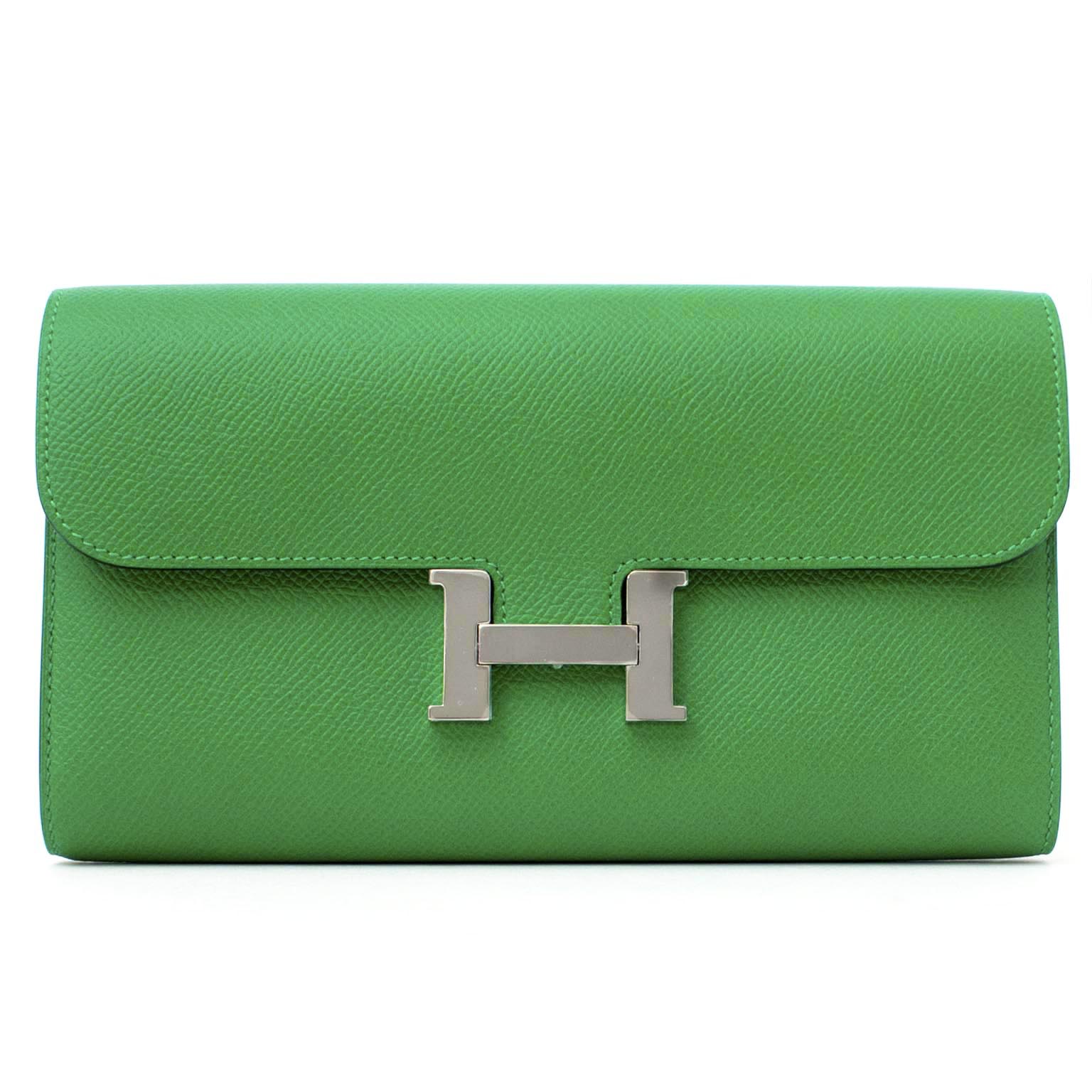 Hermès Bleu Paon Constance Long Wallet of Epsom Leather with