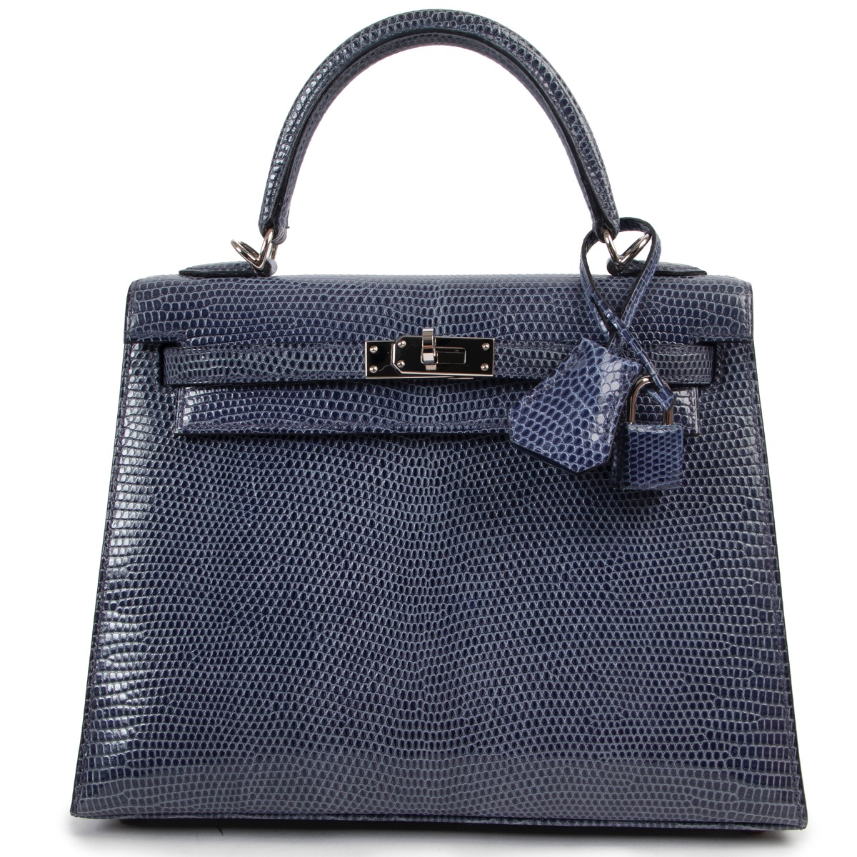 Hermes Kelly 25 Sellier Bleu Brighton Lezard Lizard Palladium