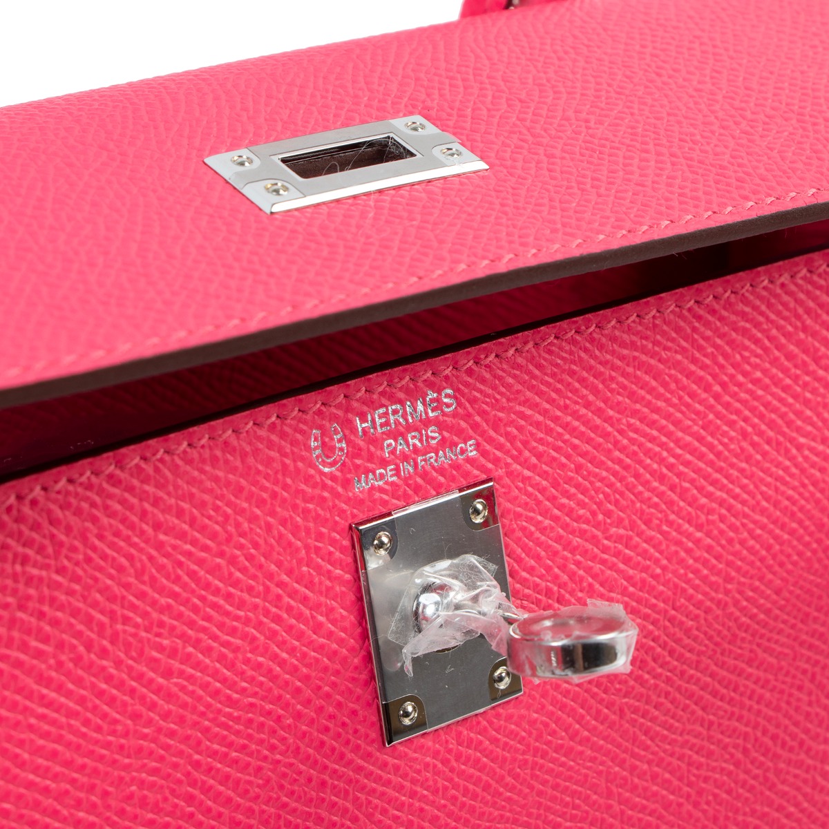 Hermes Kelly 25 Sellier HSS Bi-Color Roze Azalee & Gris Mouette Epsom  Brushed Gold Hardware