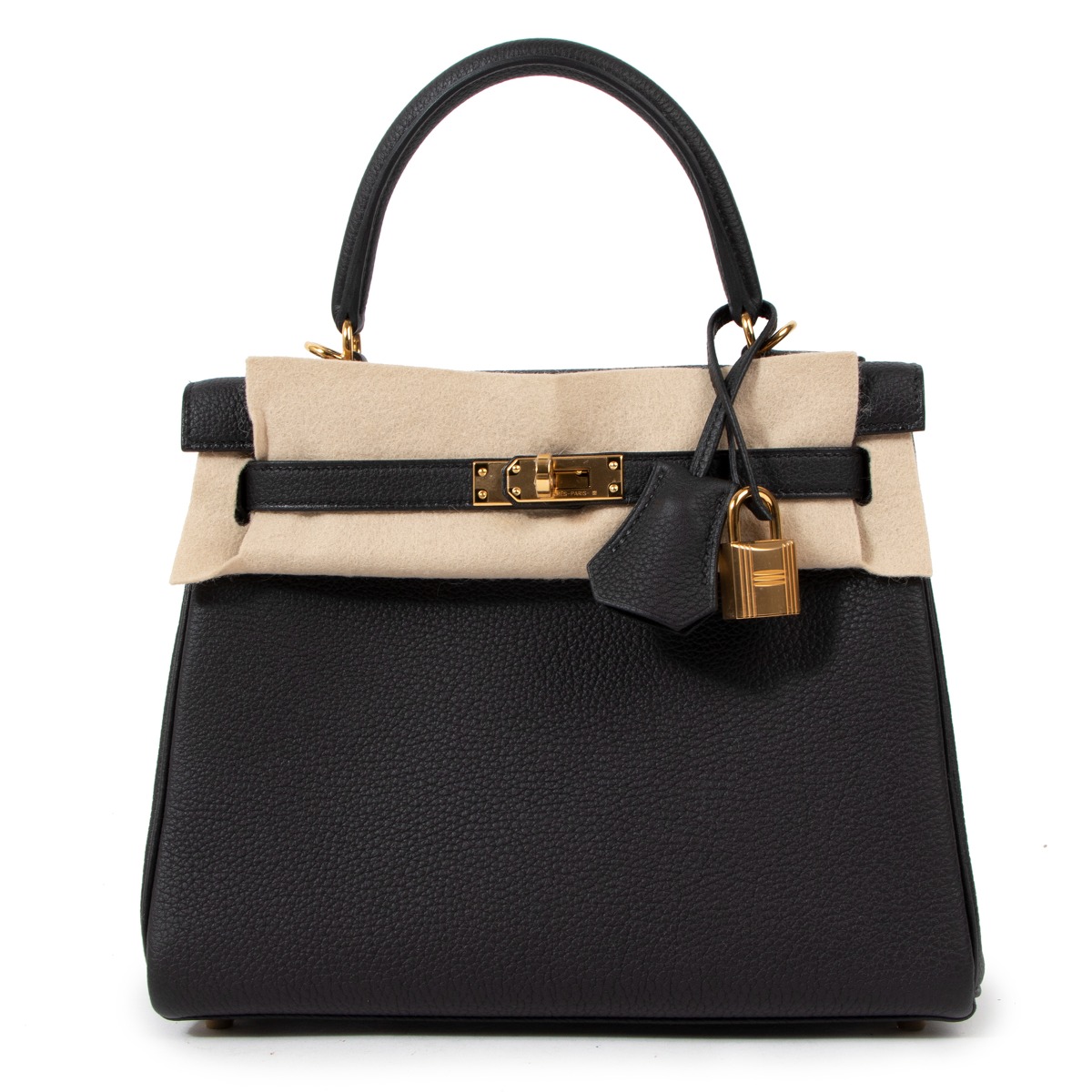 Herm s Kelly 25 Black Togo GHW Labellov Buy and Sell