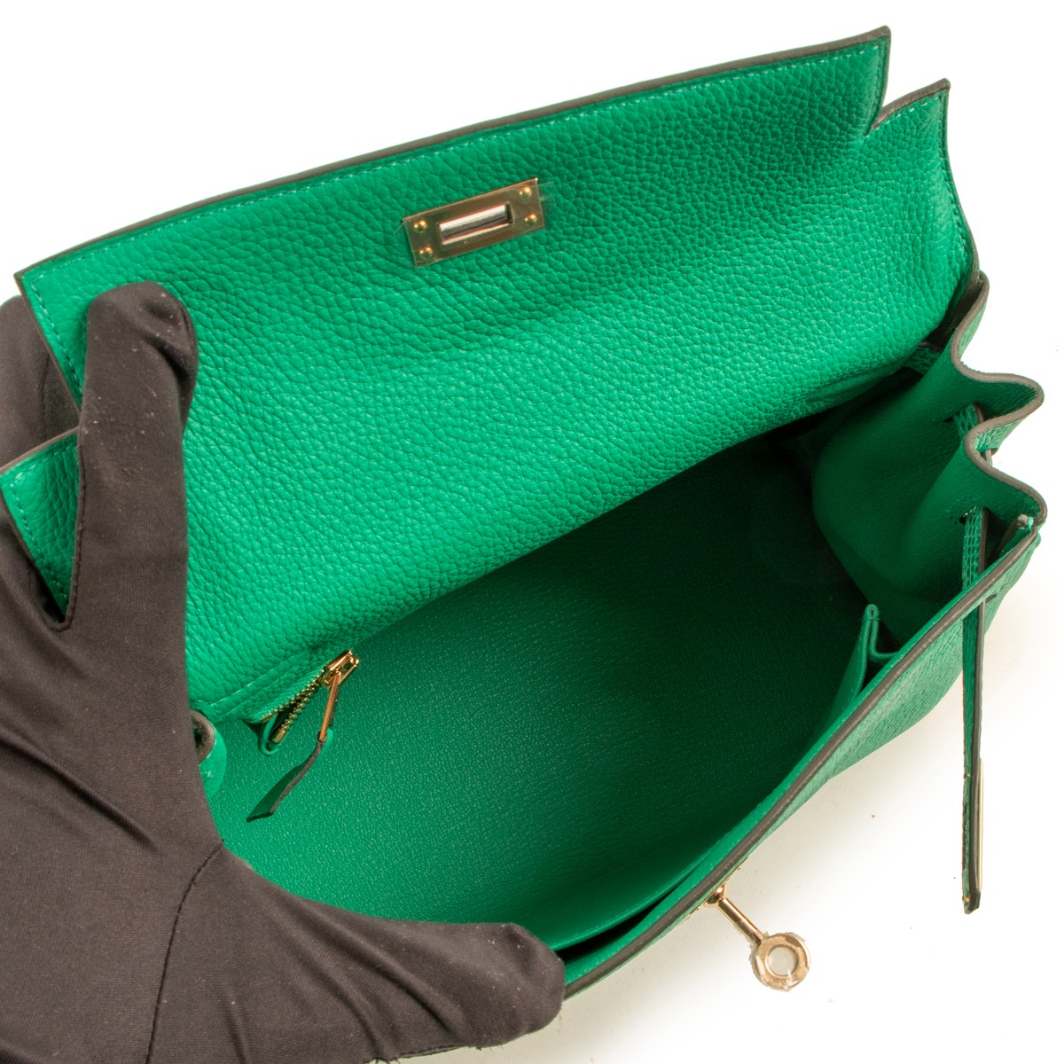 Hermès Kelly Touch 25 Vert Menthe Lizard/Togo PBHW For Sale at 1stDibs
