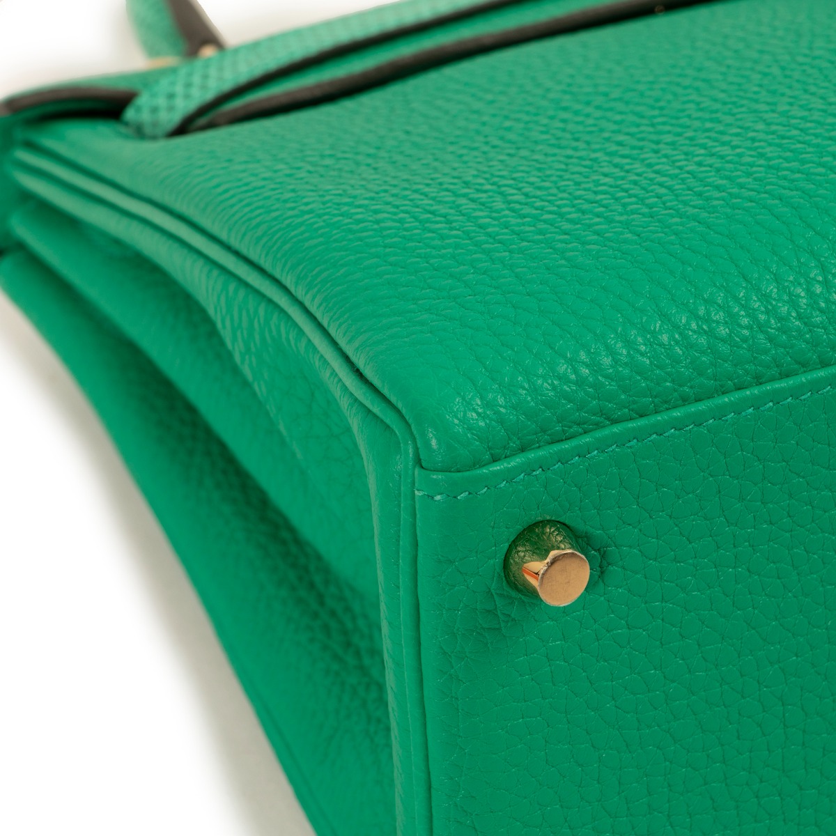 Hermès Kelly 25 Retourne Touch Menthe Togo and Lizard Gold Hardware