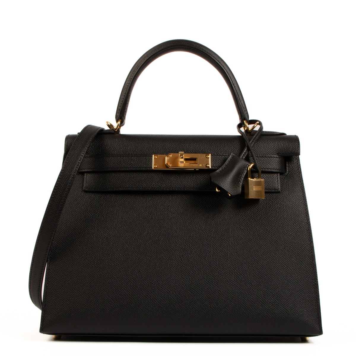 Hermès 2023 Kelly 28 Black Epsom ○ Labellov ○ Buy and Sell