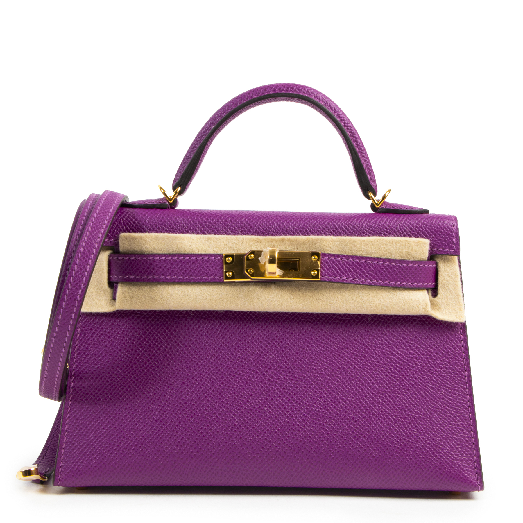 Hermes Mini Kelly II Bag in Original Epsom Leather Top of Form Purple