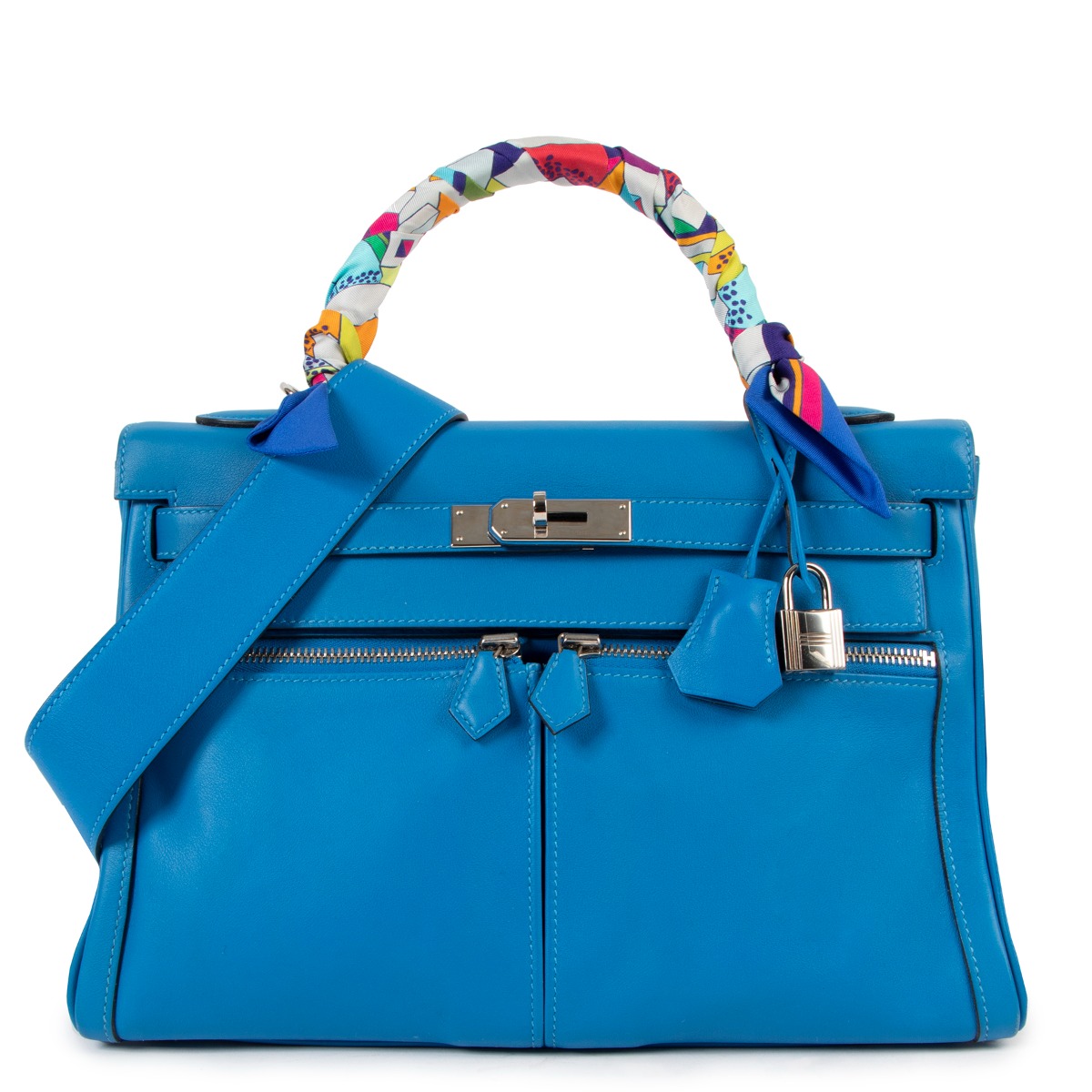 Hermes HSS Kelly 32 Lakis Bleu Hydra Swift PHW Labellov Buy and Sell Authentic Luxury