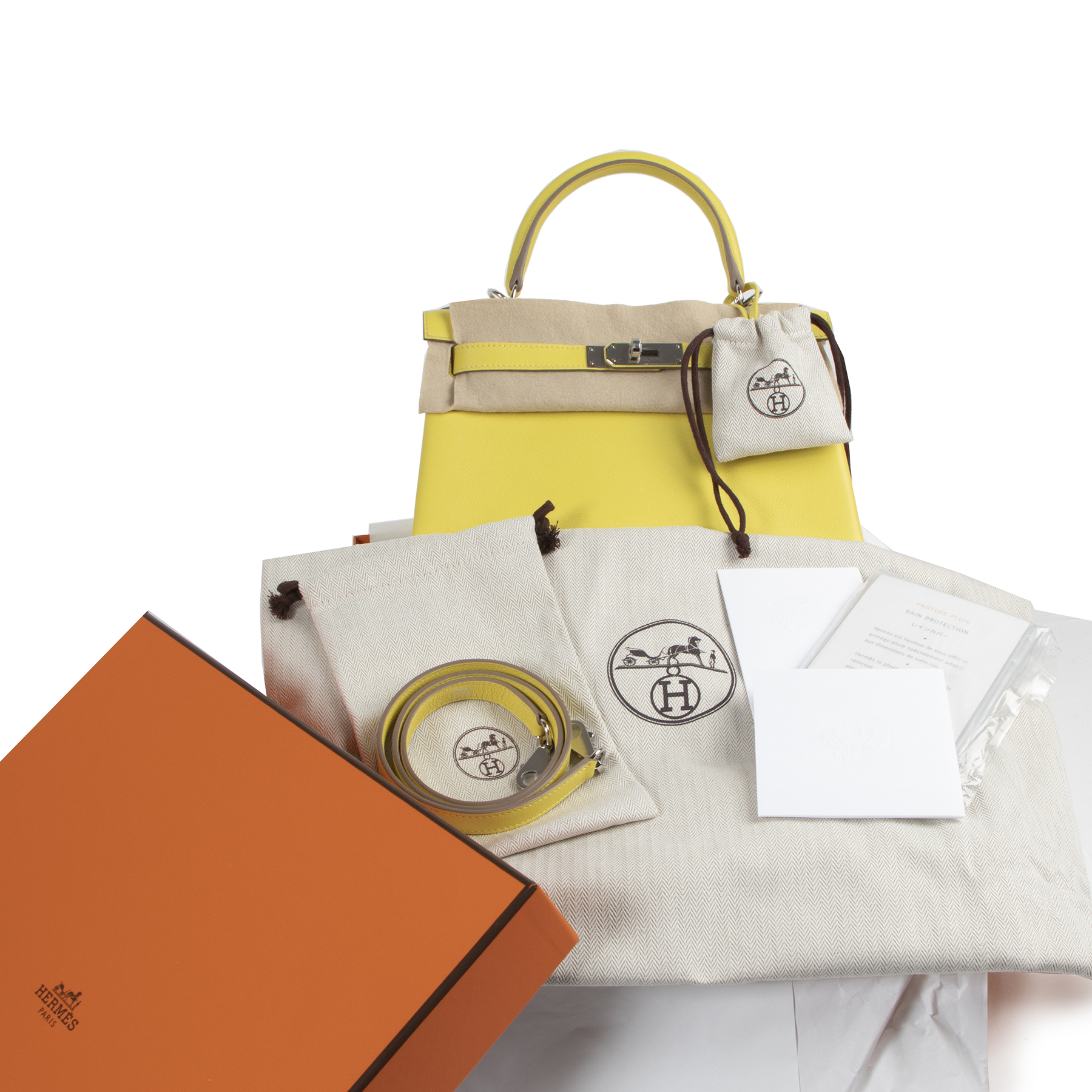 Hermès Kelly 28 Lime Evercolor PHW ○ Labellov ○ Buy and