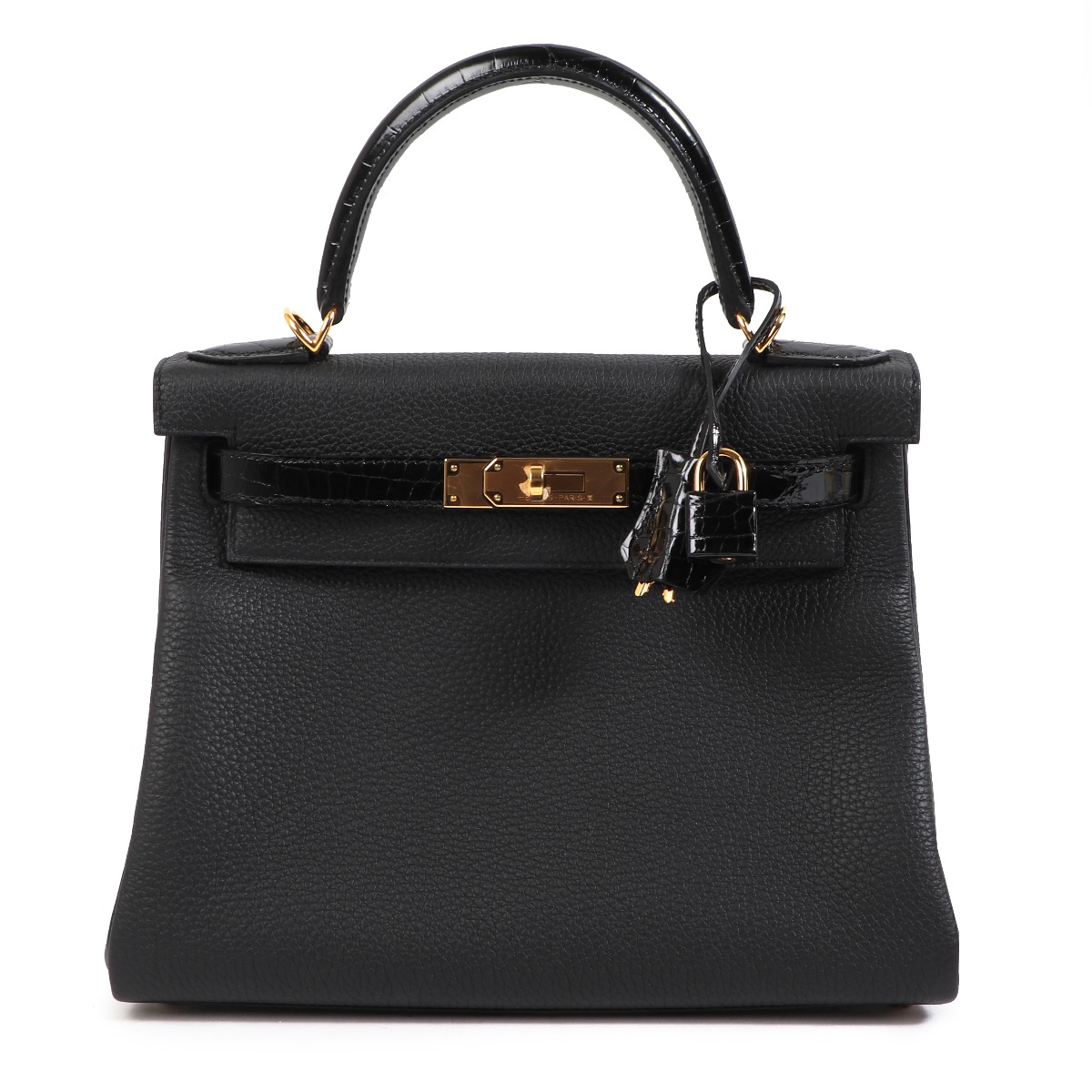 Hermès Kelly 28 Touch 3 Black Togo & Crocodile Niloticus
