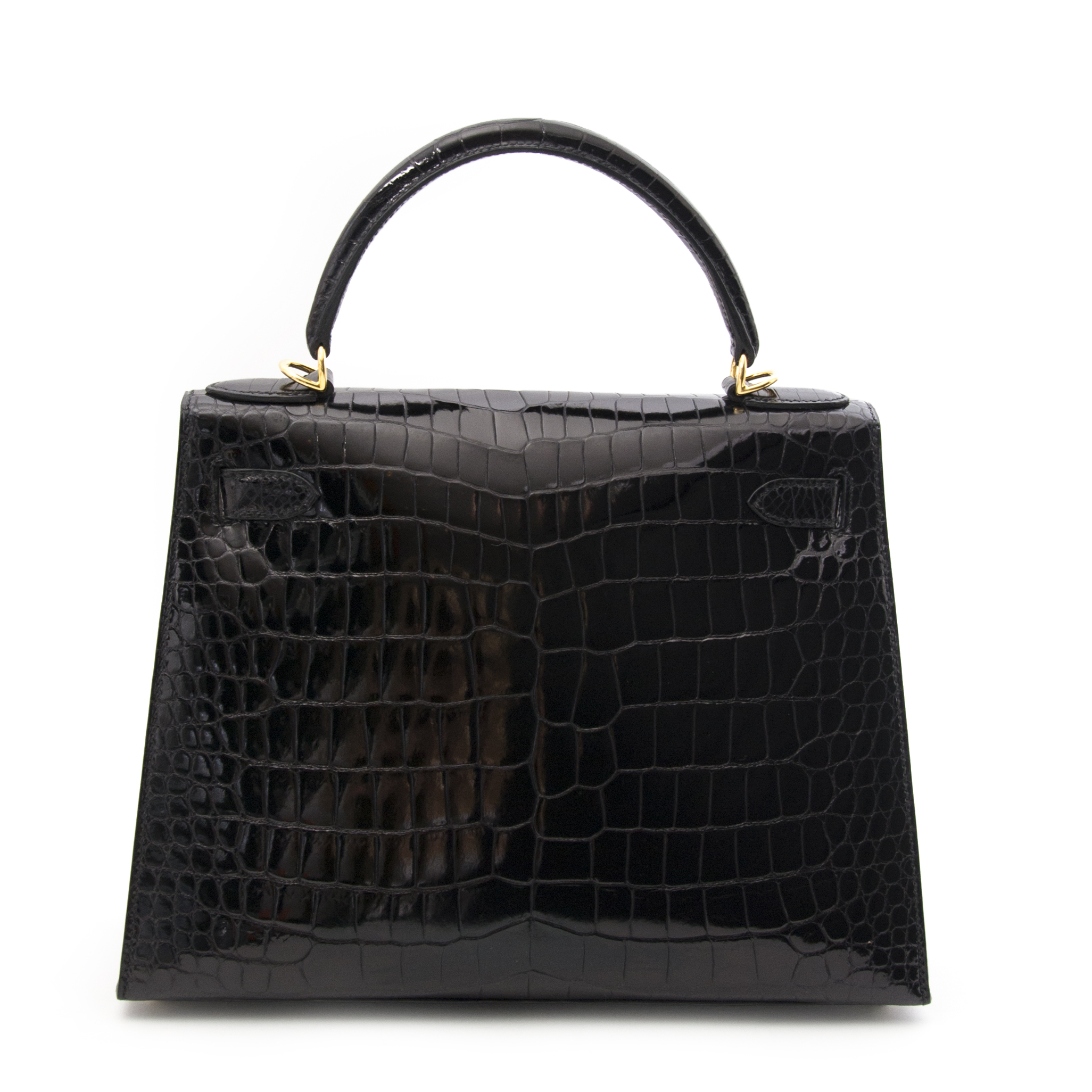 Herm s Kelly Sellier 28 Croco Porosus Black GHW Labellov Buy