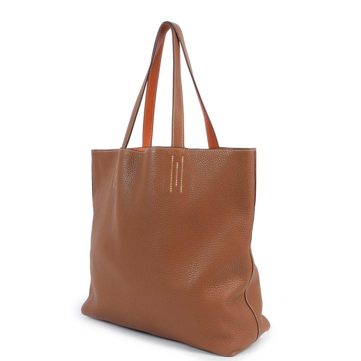 Herm s Double Sens 45 Indian Brown Orange Taurillon Clemence Tote
