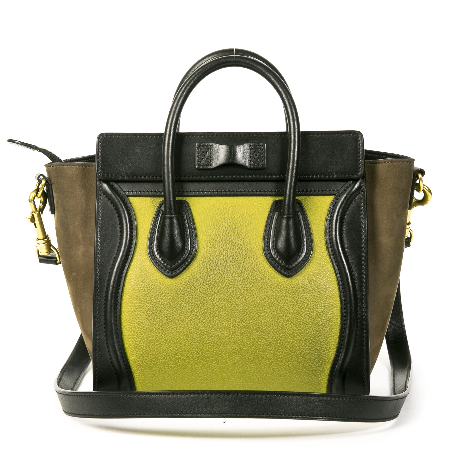 Céline Nano Luggage Mint Brown Black Leather Crossbody Bag