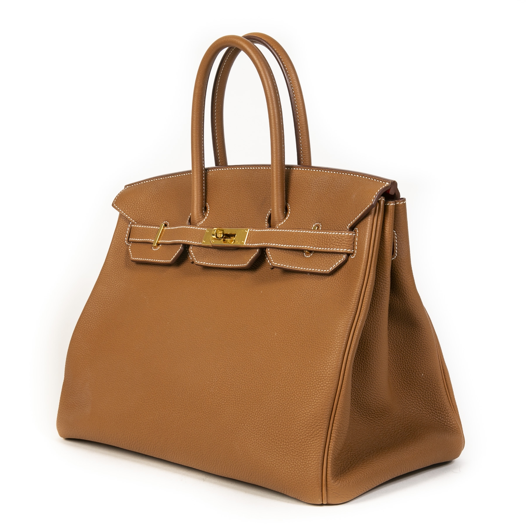 Hermès Birkin 35 Verso Gold / Geranium Togo GHW ○ Labellov ○ Buy