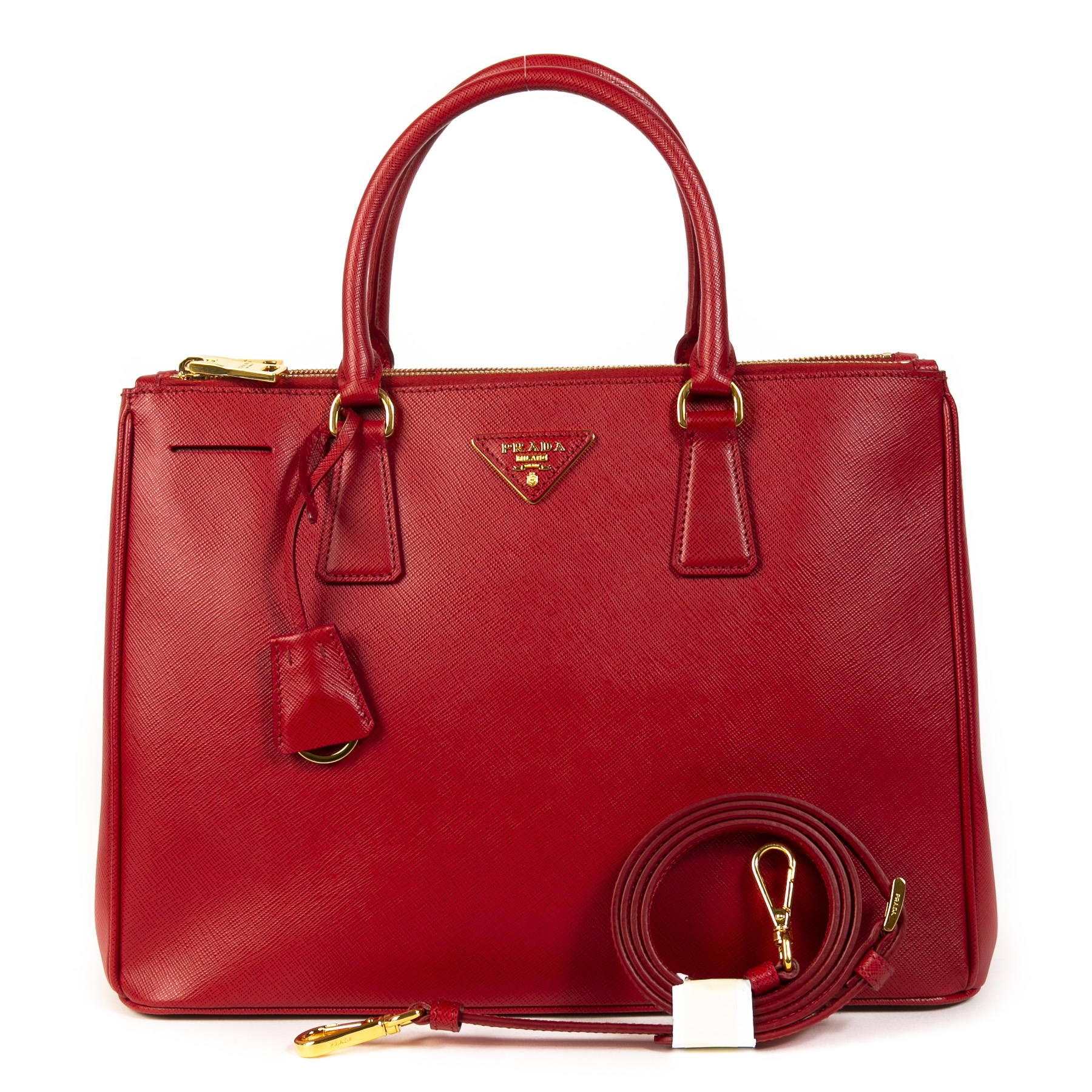 トートバッグ Prada Red Leather Handbag With Subtle Logo Detail Prada Tote Bag Handbag For Women - Women's Red Vitello