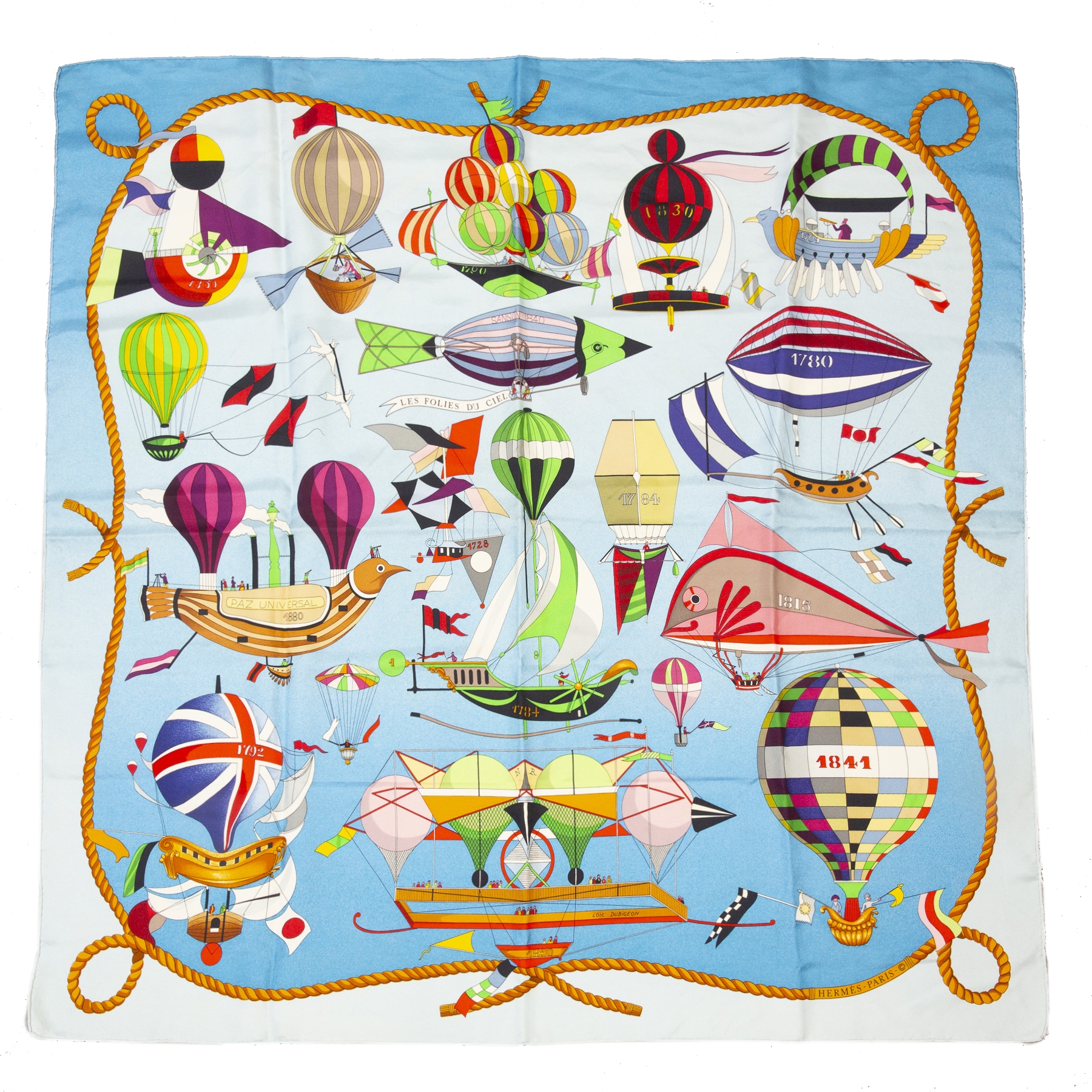 【2ロール】HERMÉS  シール／ステッカー Hermès Hermès Les Folies du Ciel 90 Double Face Silk Scarf