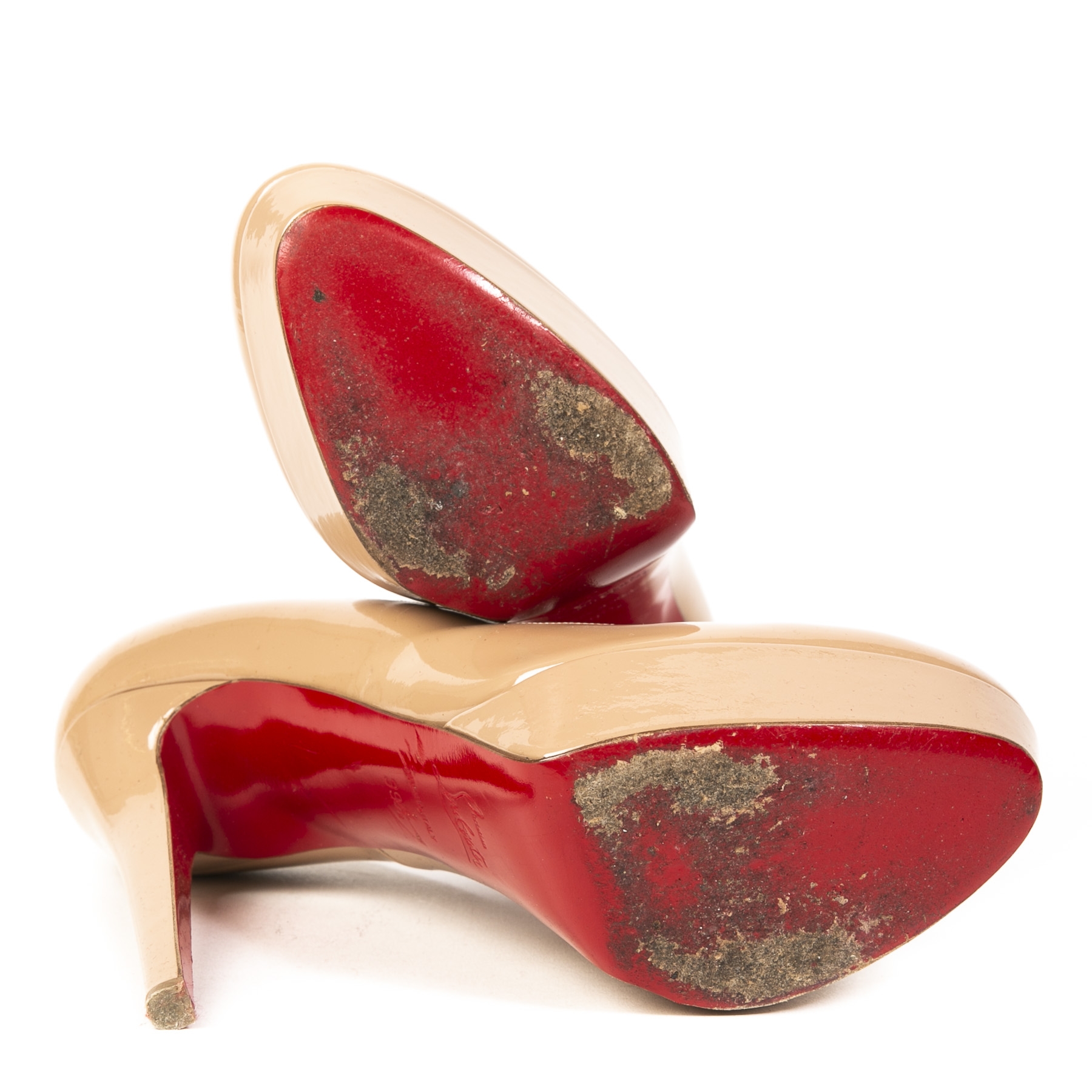Christian Louboutin Bianca 140 Patent Calf Nude Pumps - size