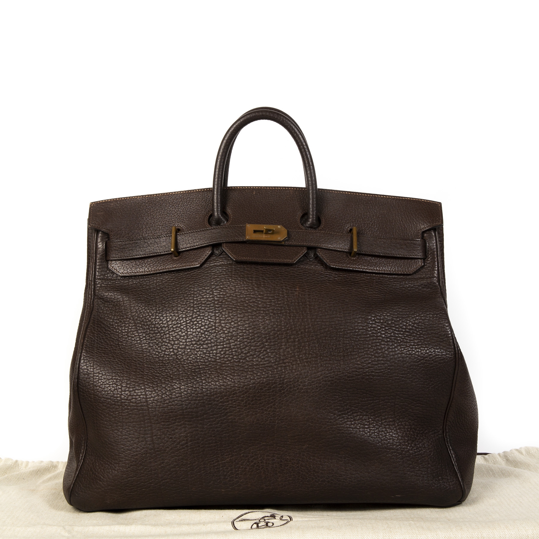 HERMES HAC 50 Cognac Tan Brown Veau Epsom Men's Women's Travel Hardware  Tote Bag For Sale at 1stDibs