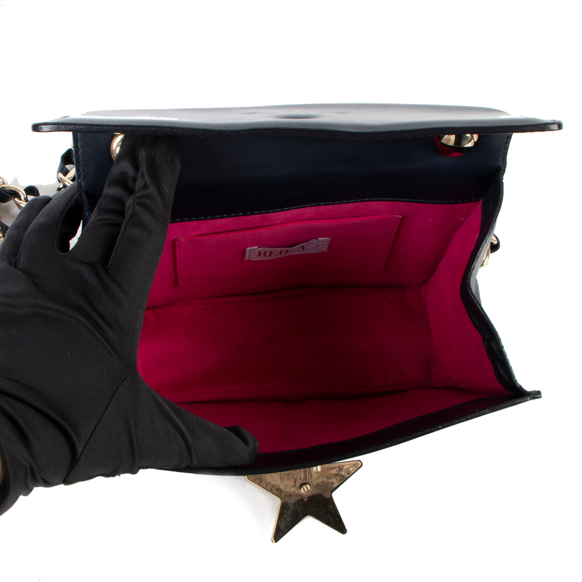 Red Valentino Blue Leather Star Lock Crossbody Bag ○ Labellov