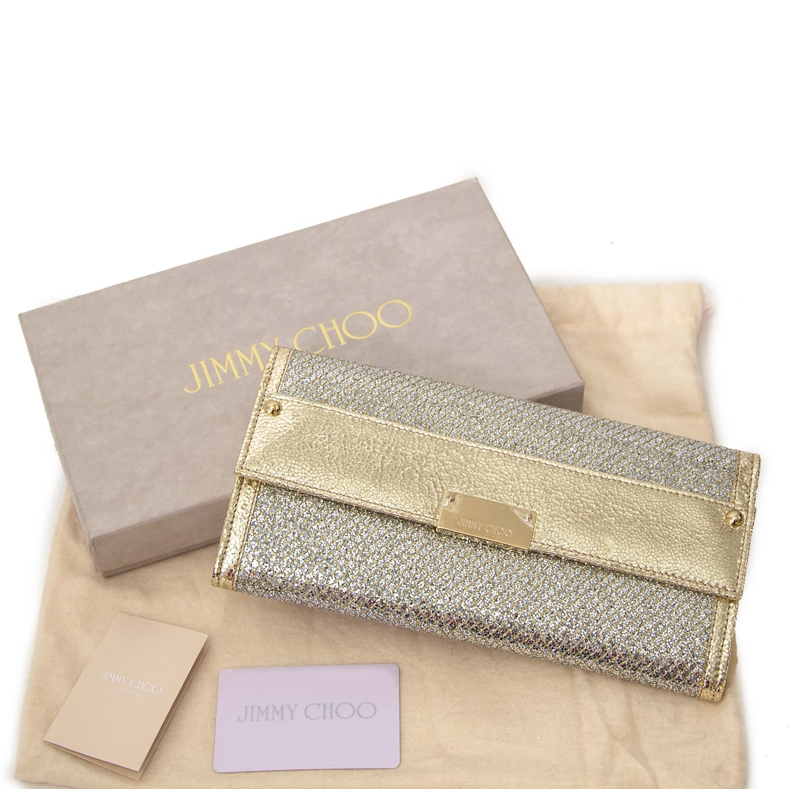 JIMMY CHOO シルバー×ゴールドショルダーバッグ キラキラ グリッター