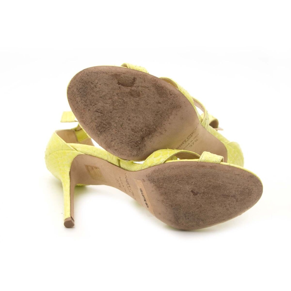 Jimmy Choo Lemon Lottie Python Heels - Size 37 1/2 ○ Labellov