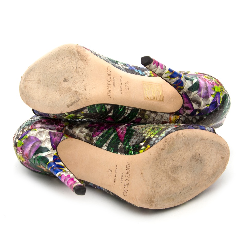 Jimmy★Choo(セールで破格)オシャレなAndreaアンティーク Jimmy Choo Floral-Print Python Ankle Boots ○ Labellov