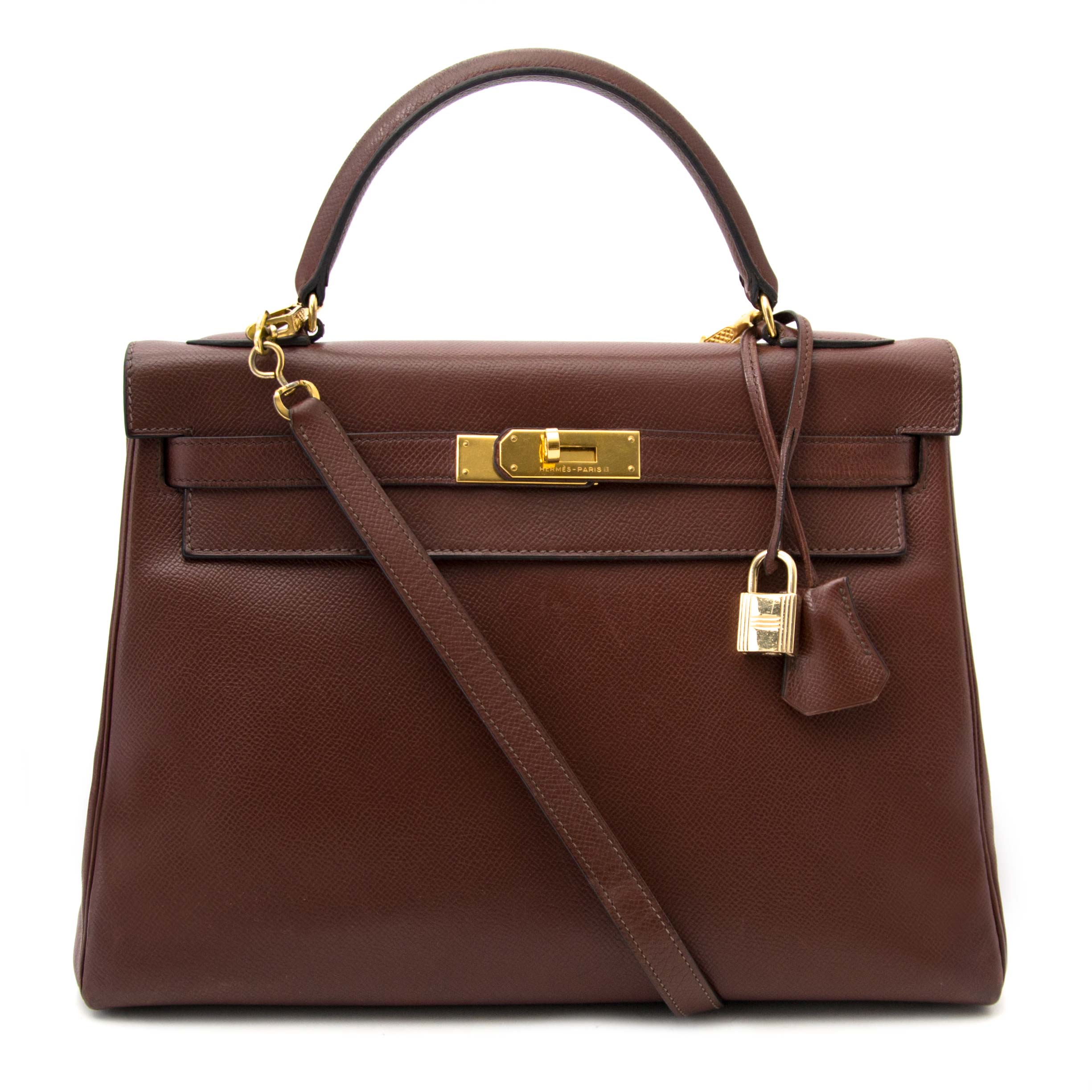 Hermes Chocolat Kelly Veau Grain Lisse ○ Labellov ○ Buy and Sell