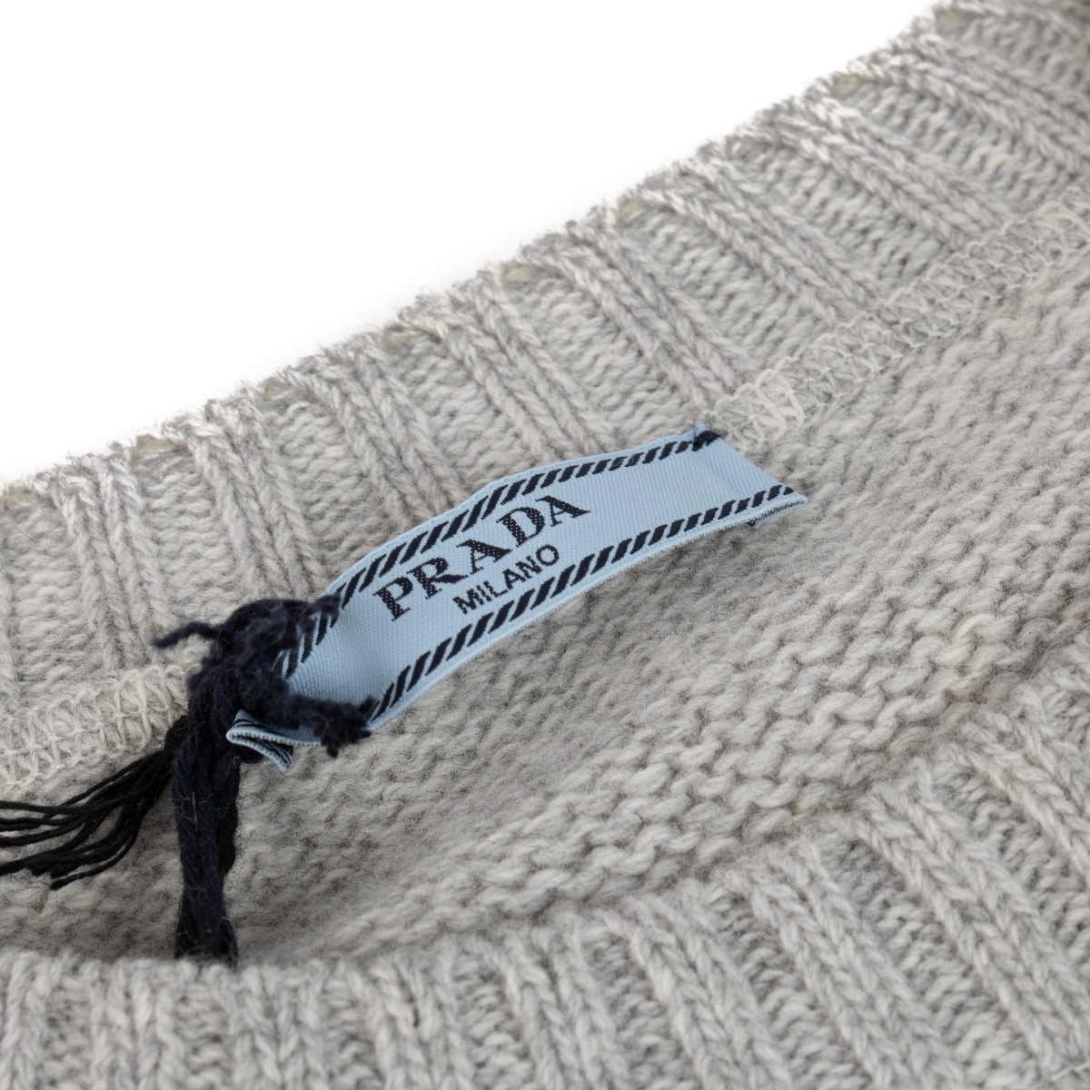 Prada Marble Grey Wool And Cashmere Crew-Neck Sweater - Size