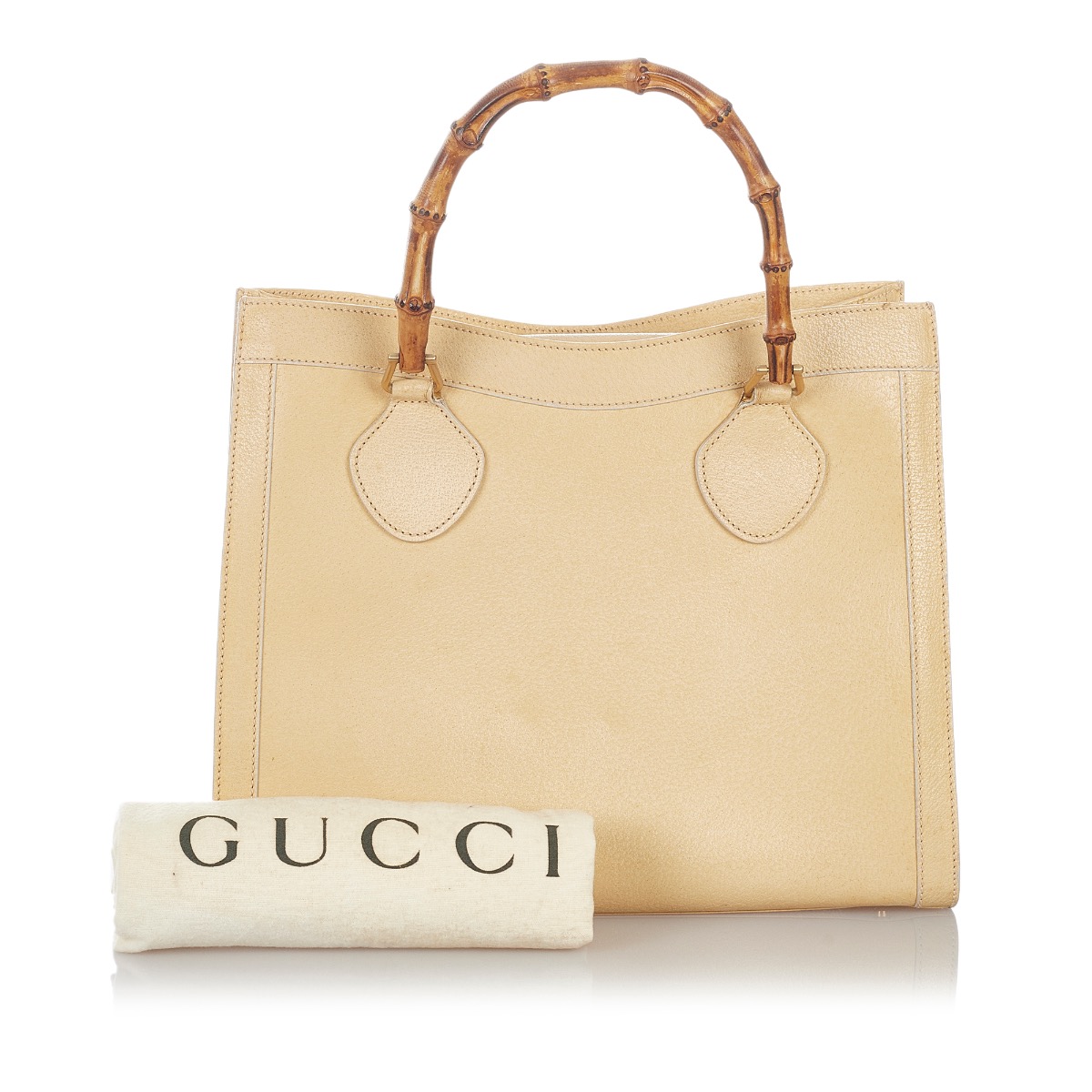 Gucci Vintage Cream Diana Bamboo Leather Top Handle