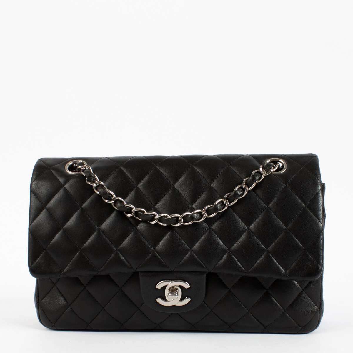 CHANEL 黒 レザー バッグ NWT 2022 CHANEL Black Mini Square Pearl Crush Gold Ball Lambskin