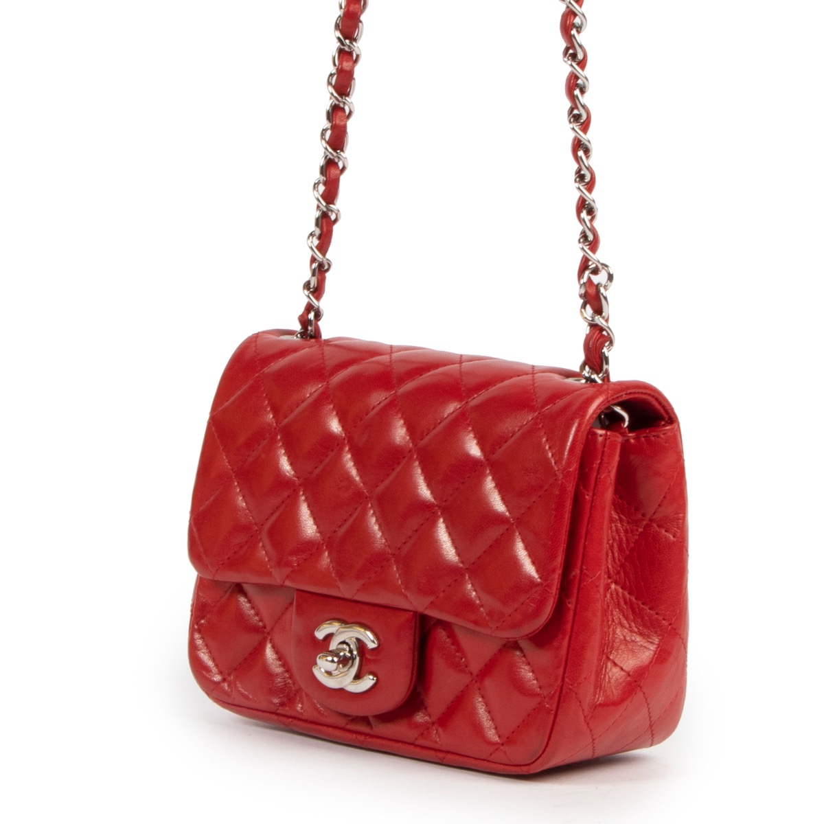 Chanel Mini Square Red Caviar Flap Bag ○ Labellov ○ Buy and Sell Authentic  Luxury