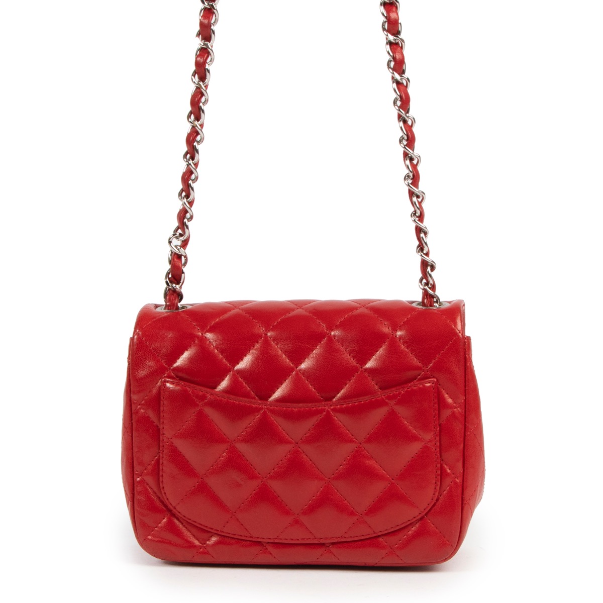 Chanel Vintage Red Lambskin Mini Square Classic Flap Auction