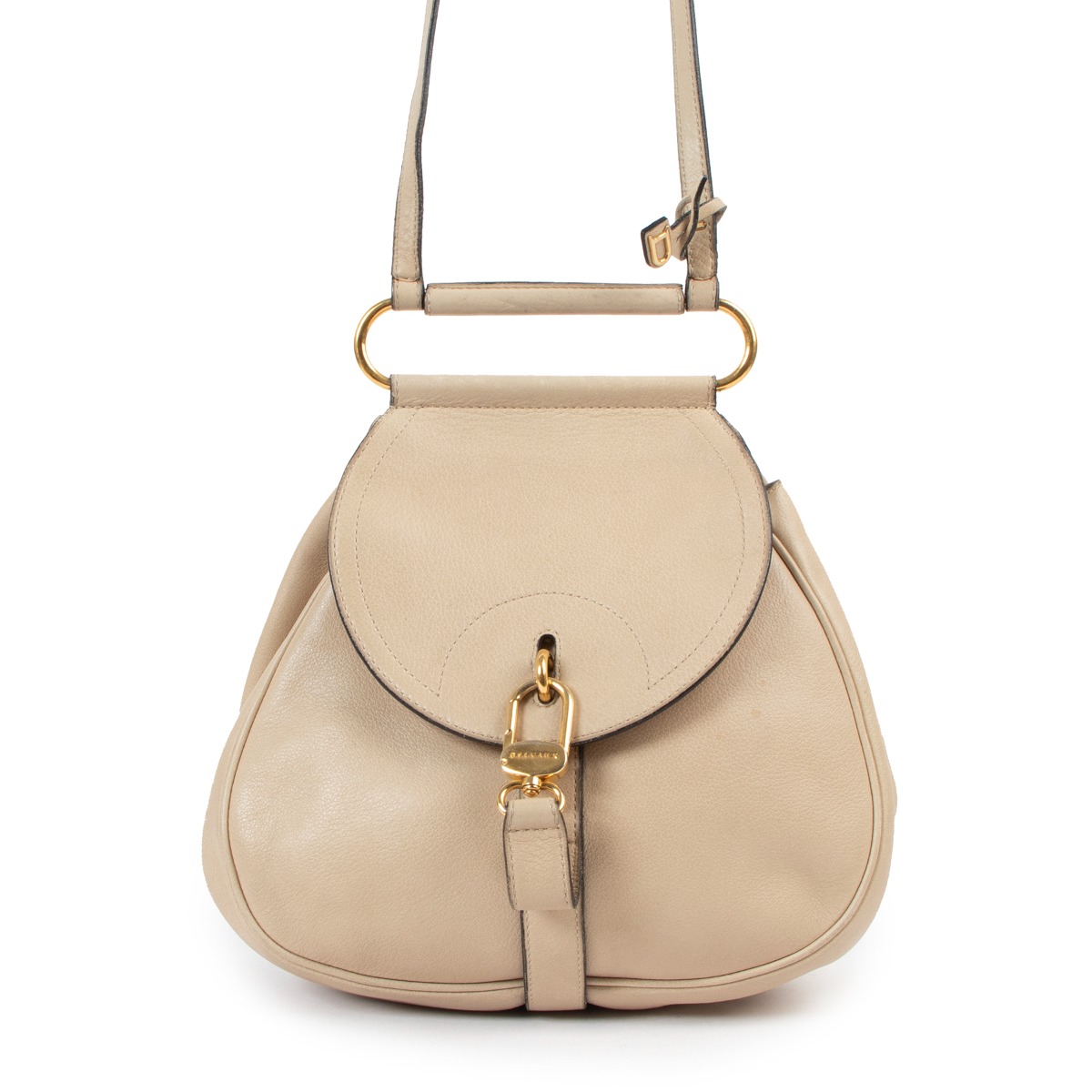 Delvaux Beige Grained Leather Cerceau PM Crossbody Bag ○ Labellov