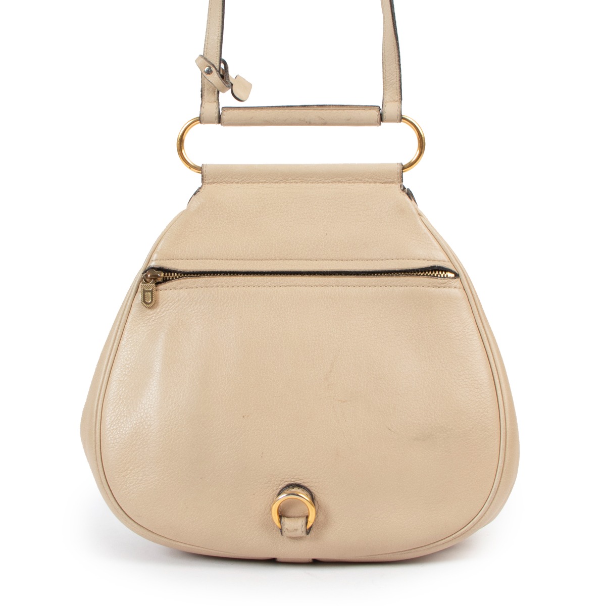 Delvaux Beige Grained Leather Cerceau PM Crossbody Bag ○ Labellov