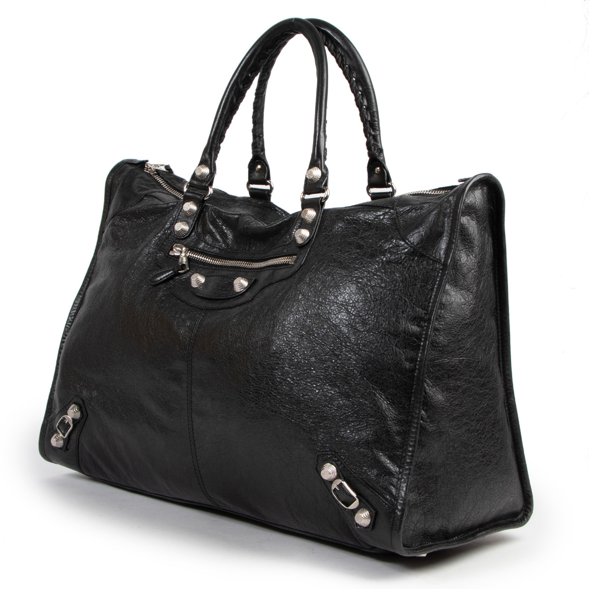 Balenciaga Black Leather Giant City Weekender ○ Labellov ○ Buy